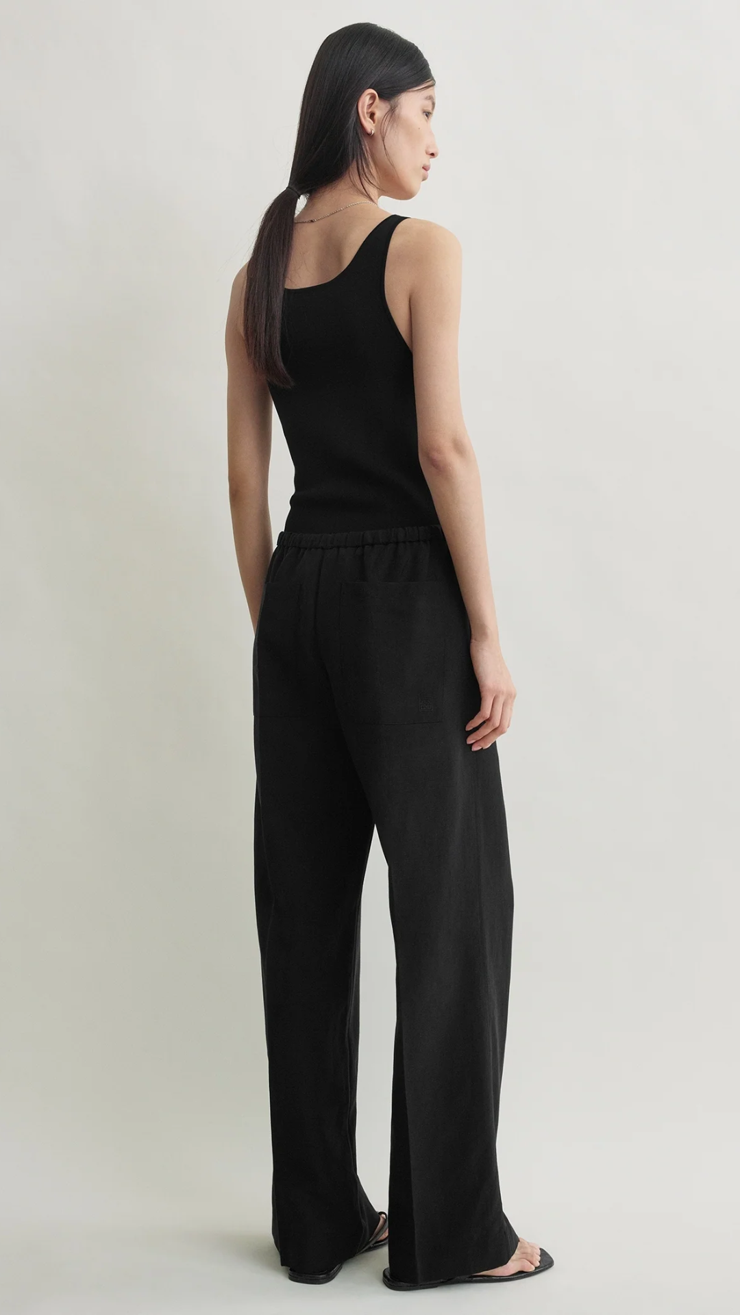 Toteme Fluid Drawstring Trousers in Black