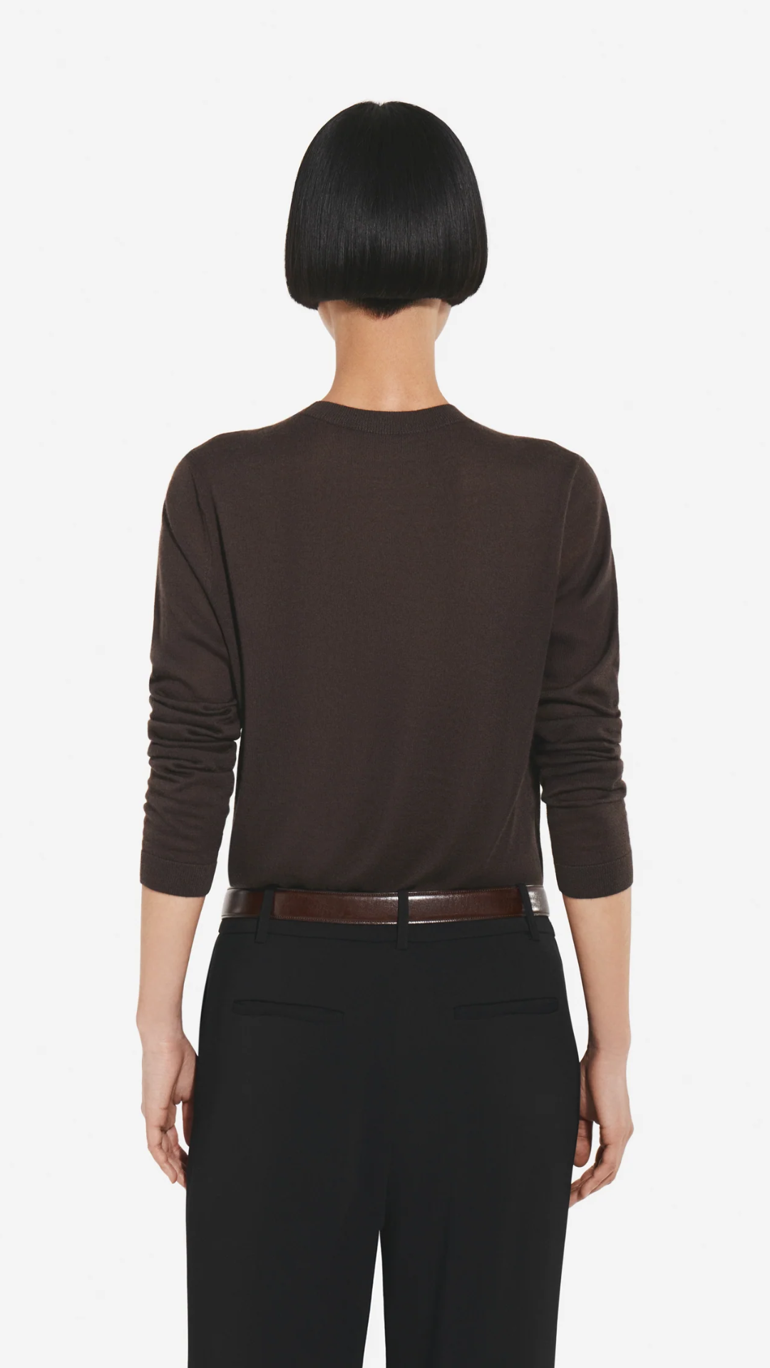 CO Long Sleeve Cashmere Sweater in Chocolate
