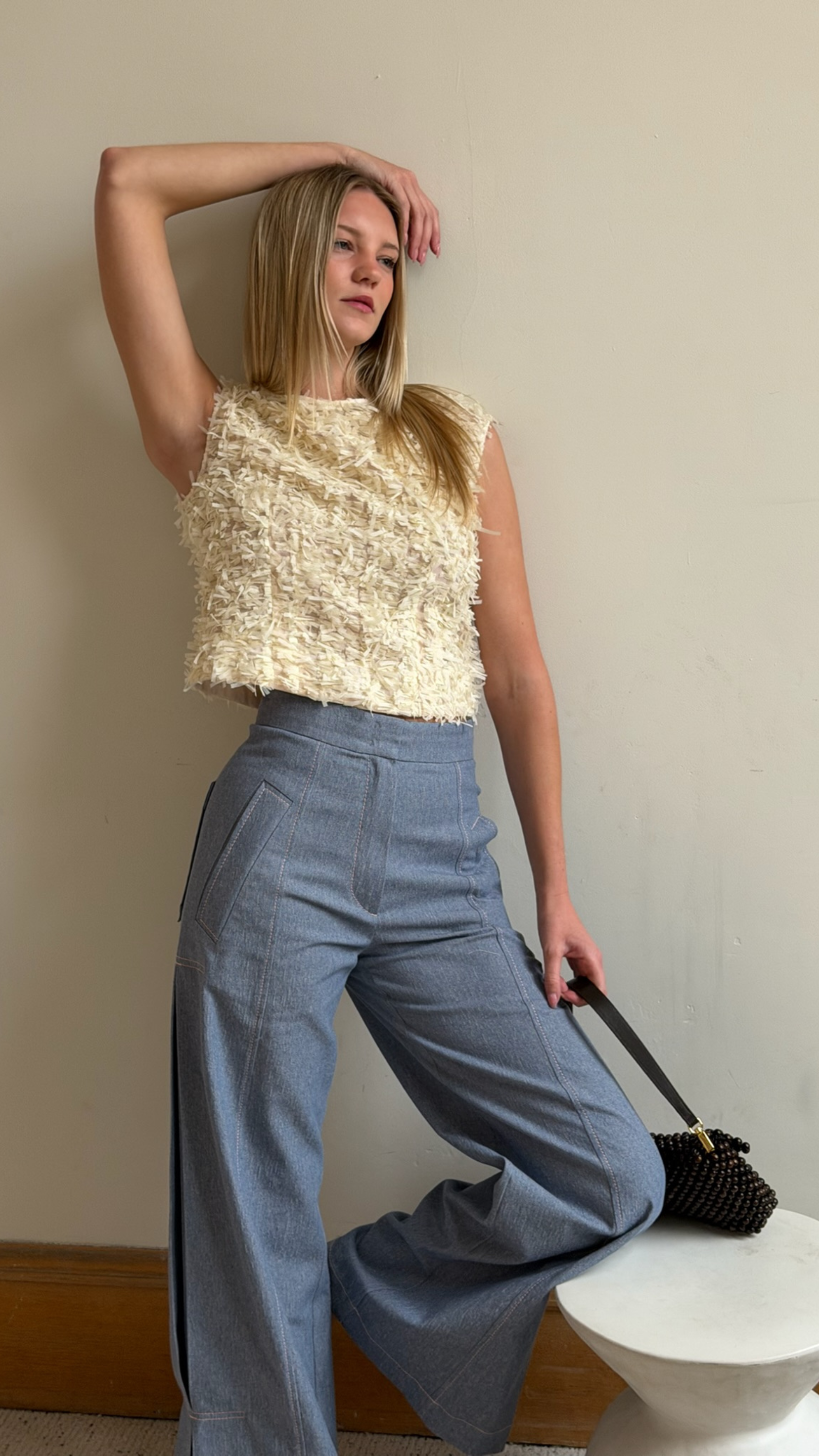 Odeeh Side Slit Pant in Foggy Blue