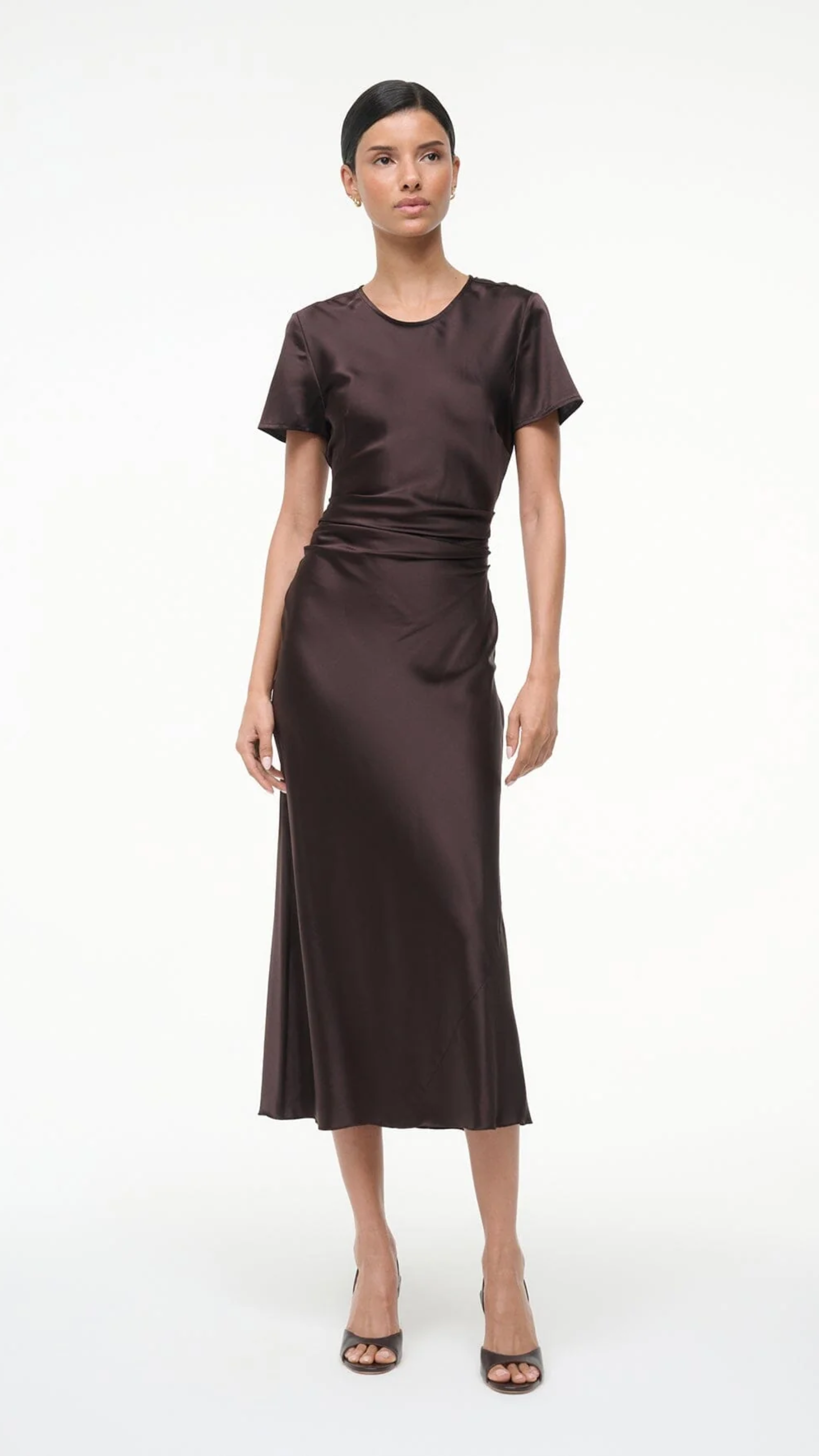 Staud Marcel Silk Dress in Earth