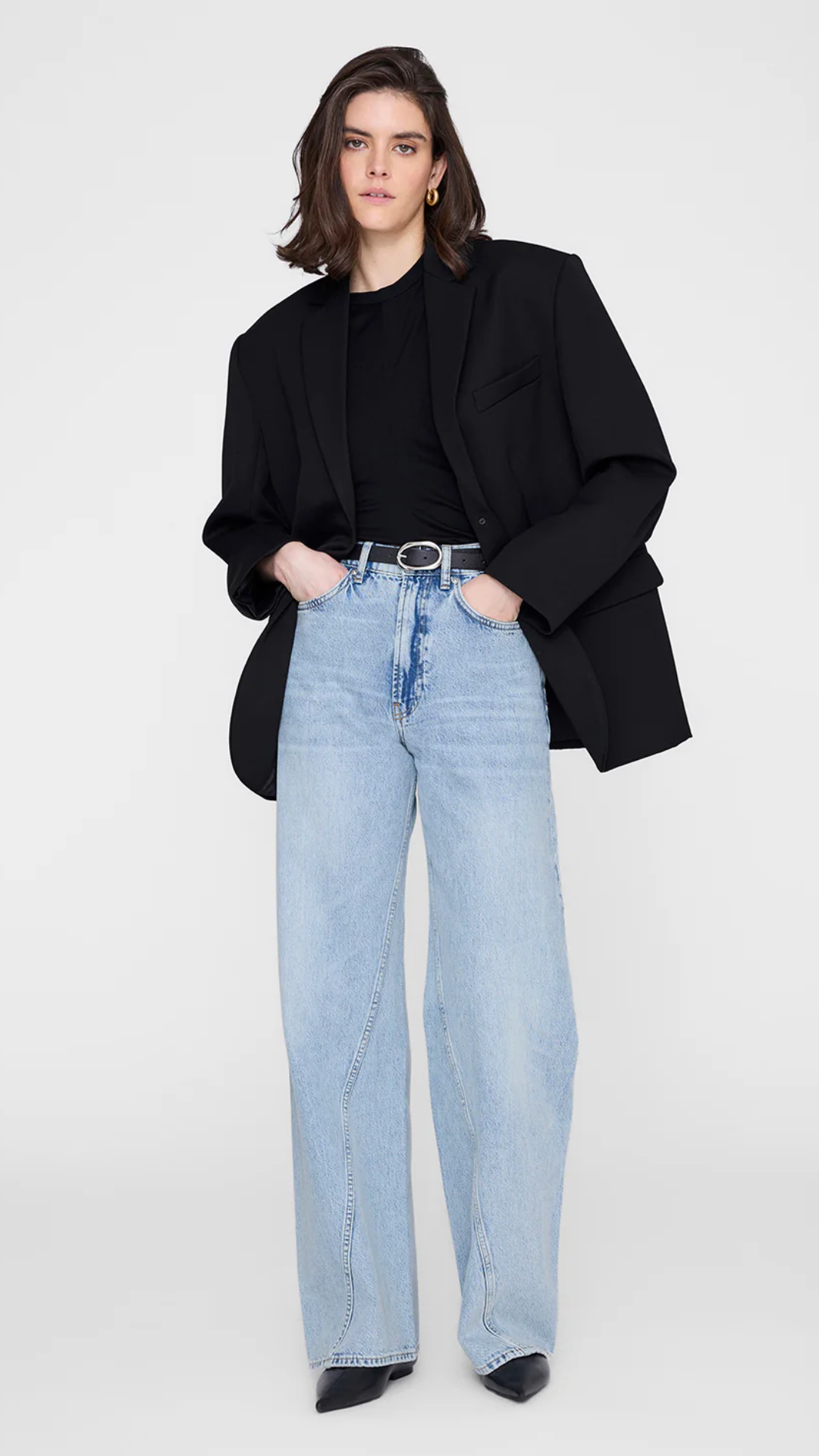 Anine Bing Small Signature Link Belt in Black