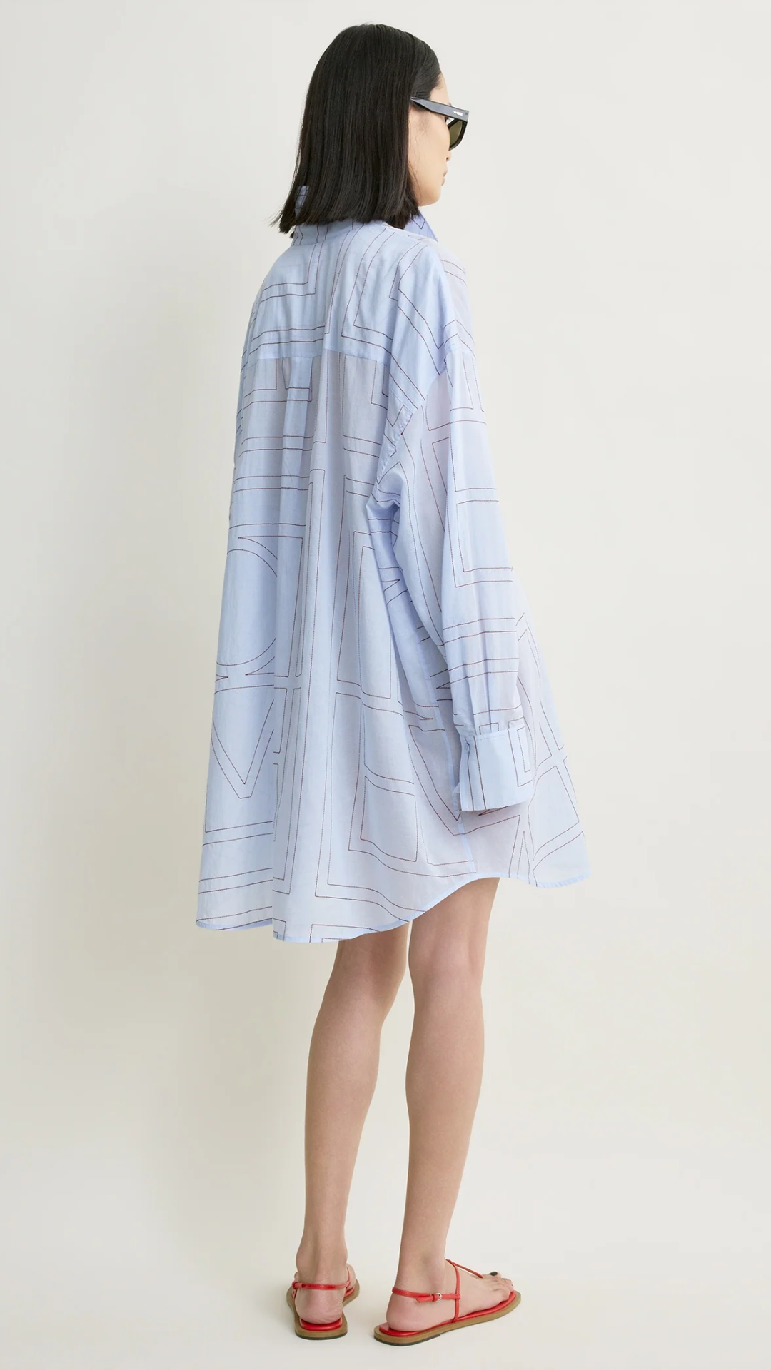 Toteme Long Summer Shirt in Sky/Red