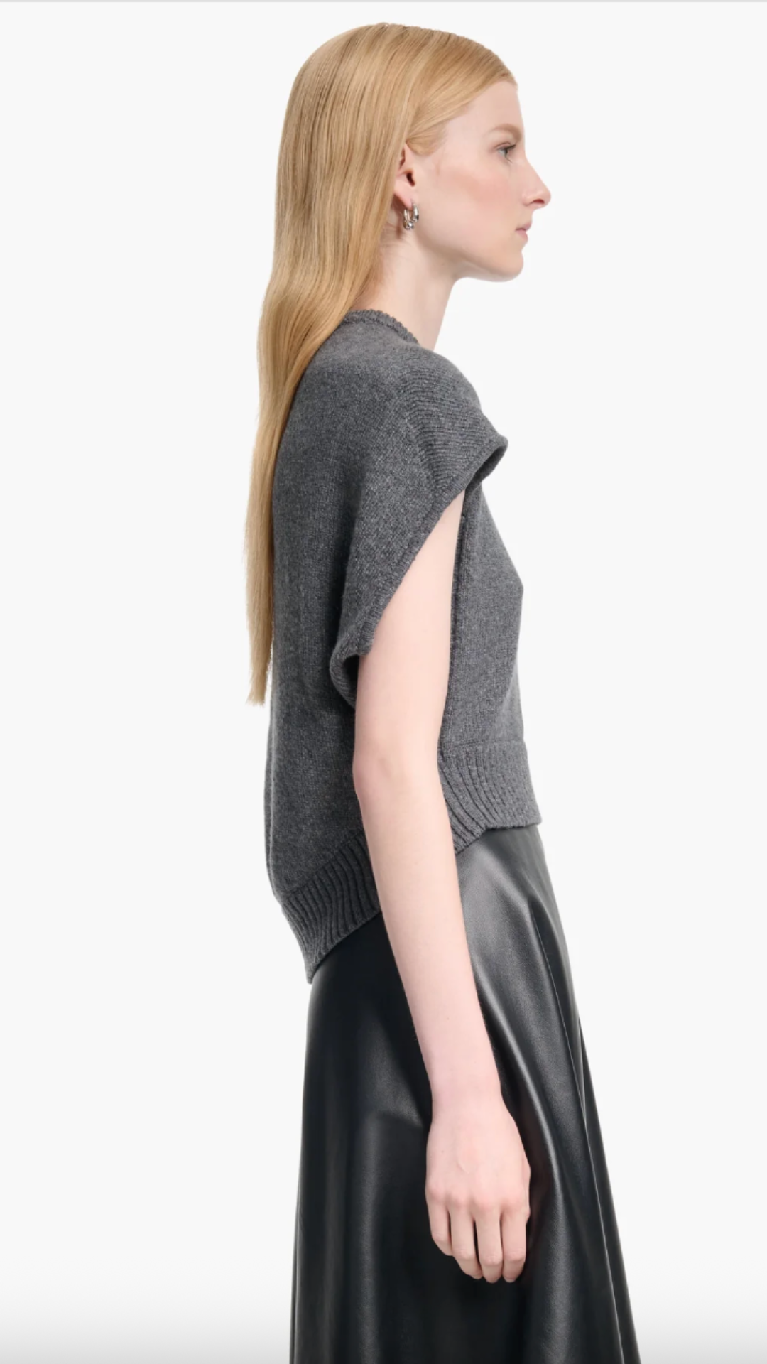 Altuzarra Banks Short Sleeve Mock Neck Top in Jet Melange