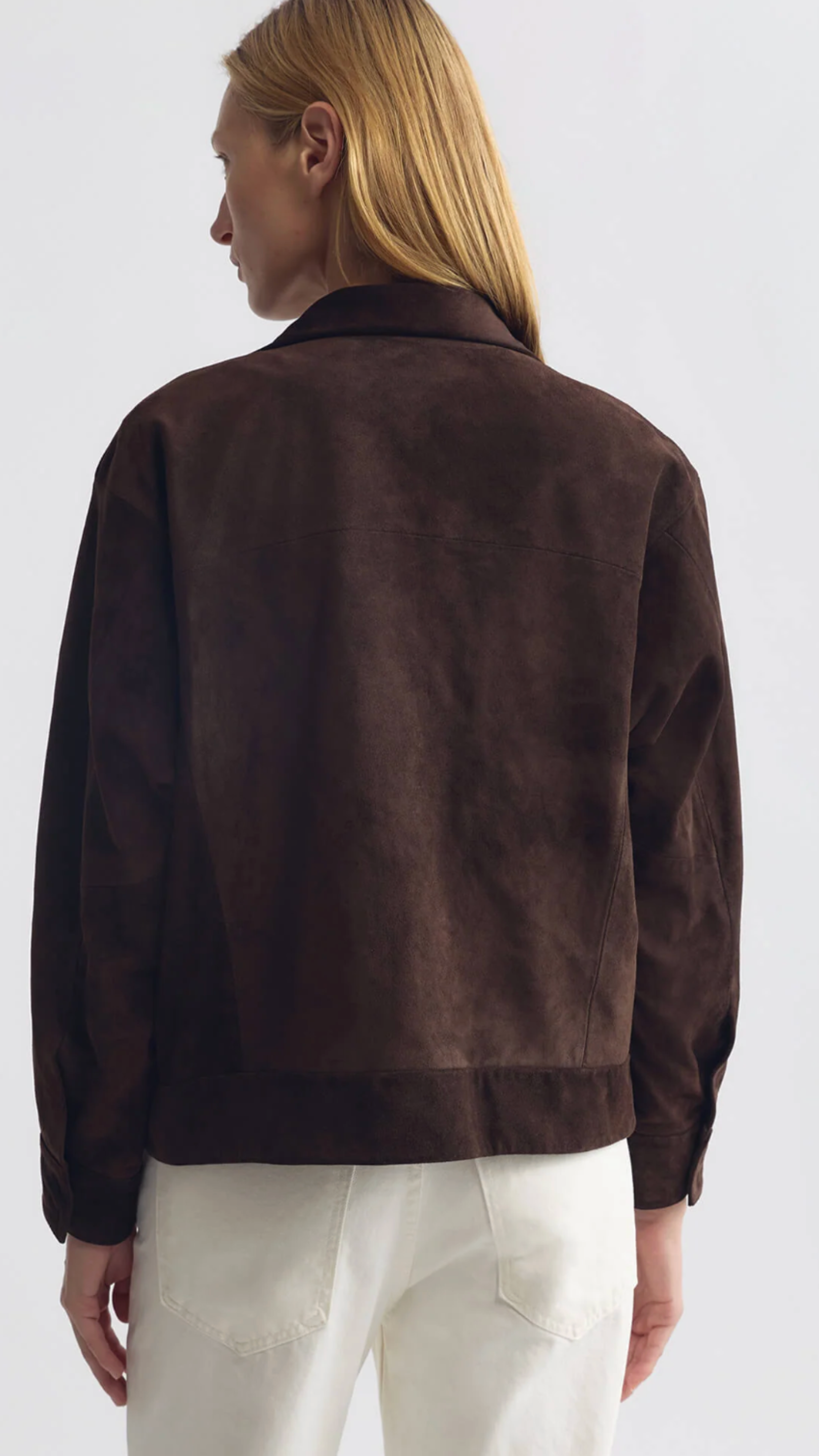 Nili Lotan Cirque Suede Jacket in Chocolate Brown