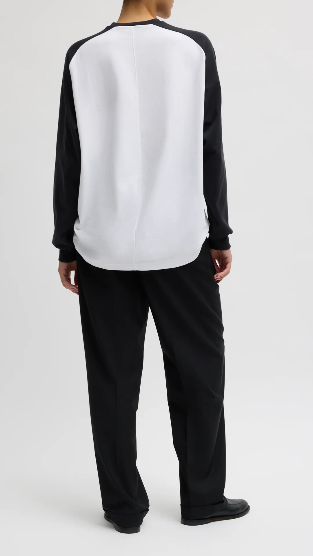 Tibi Perfect Sculpted Baseball T-Shirt in Black/White