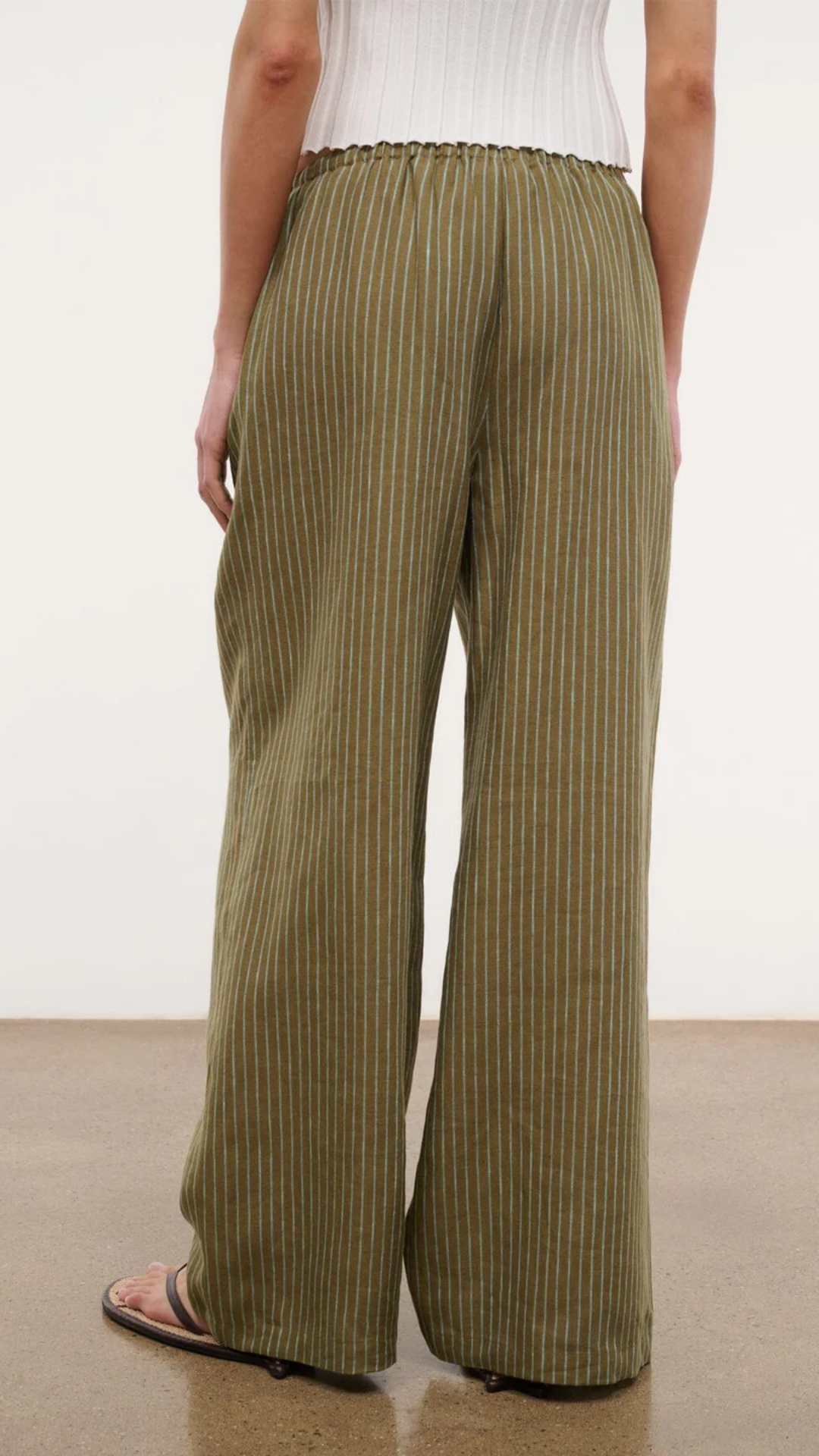 Staud Mateo Linen Pant in Porto Stripe