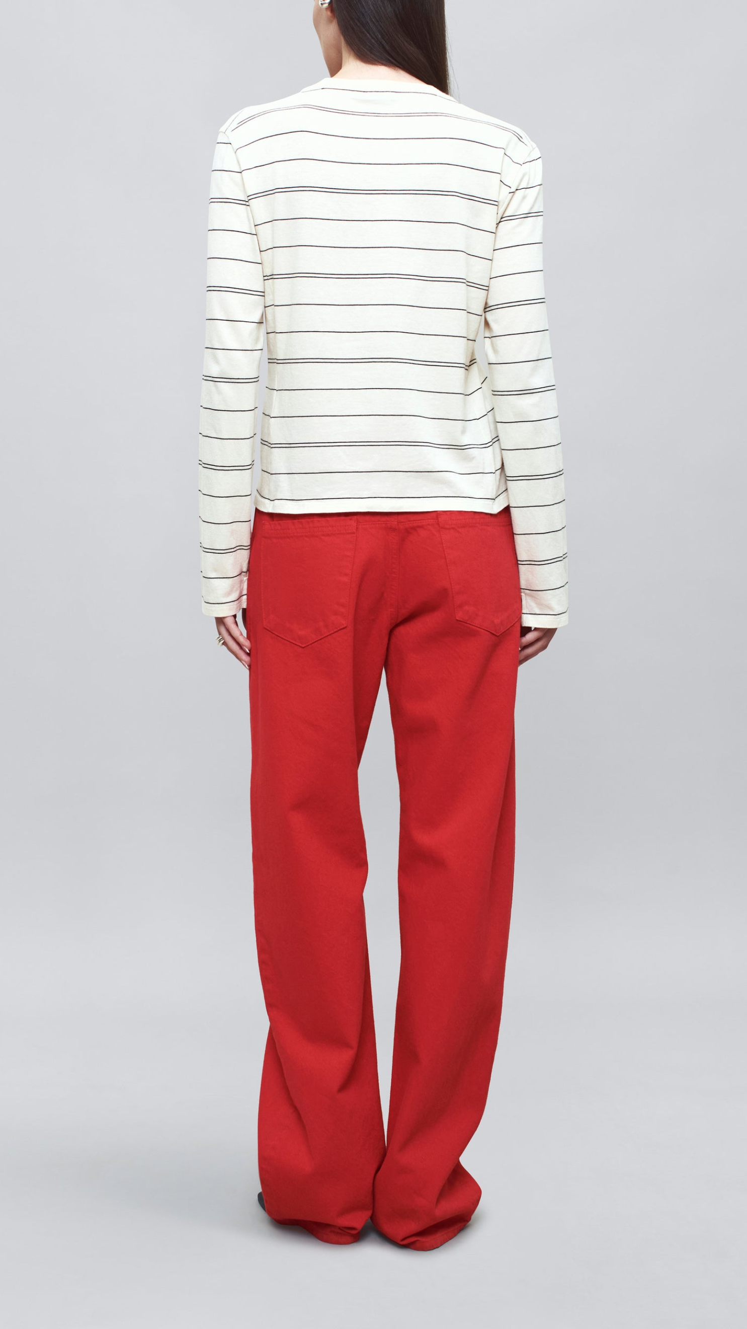 Kallmeyer Wynn Long Sleeve in Ivory & Black Multi Stripe