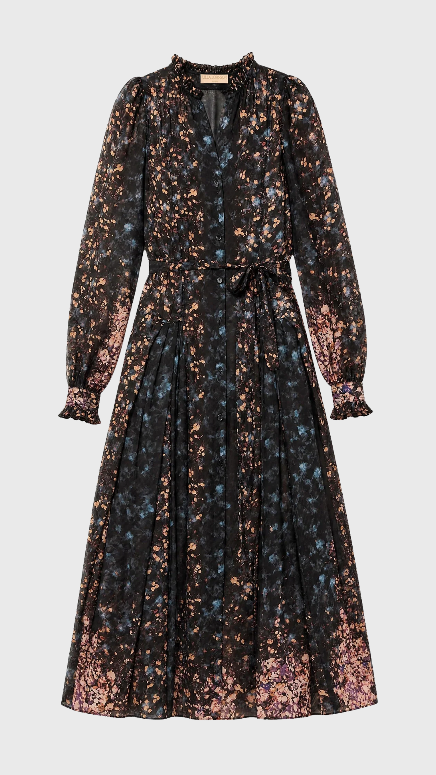 Ulla Johnson Tessa Long Sleeve Silk Dress in Eclipse