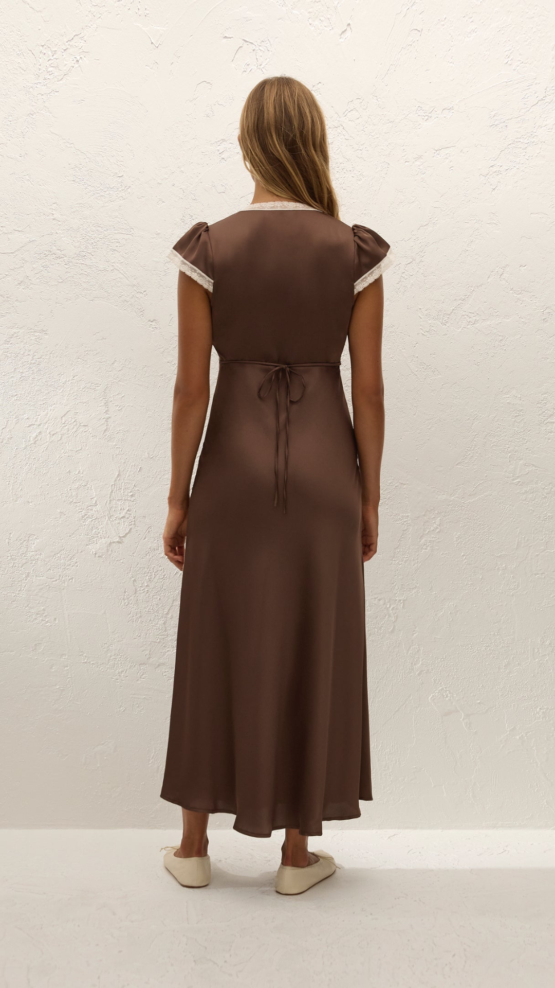Faithfull Elvira Midi Dress in Chocolate Lace