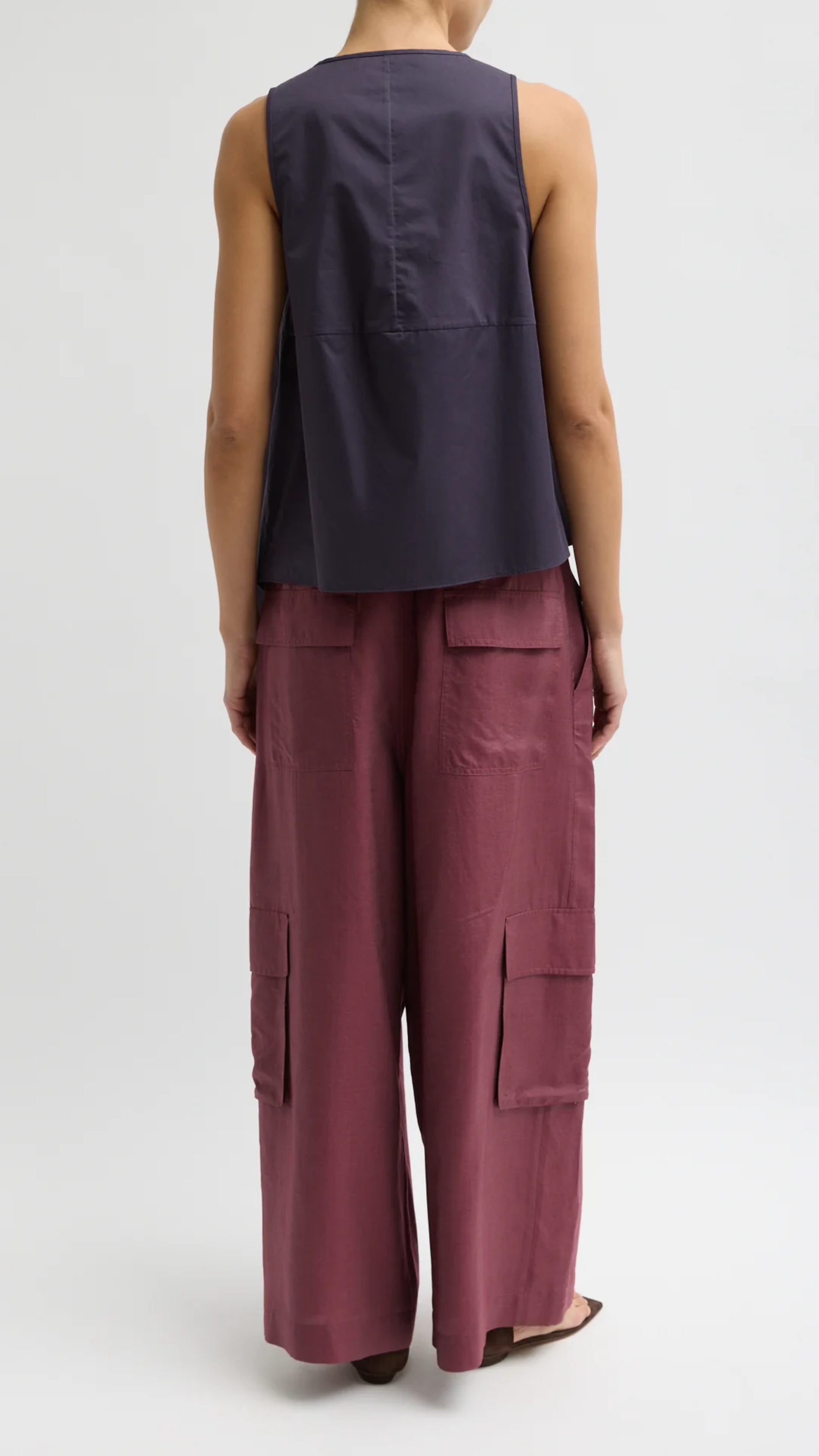 Tibi Eco Poplin Tie Front Top in Eggplant