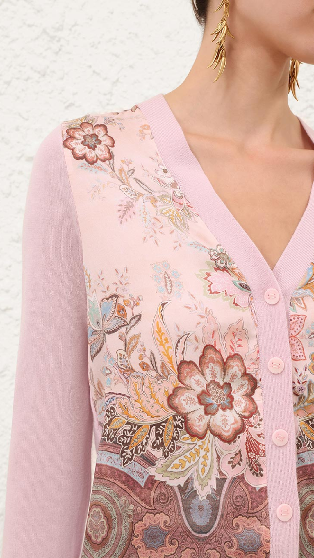 Zimmermann Luna Printed Silk Cardigan in Pink