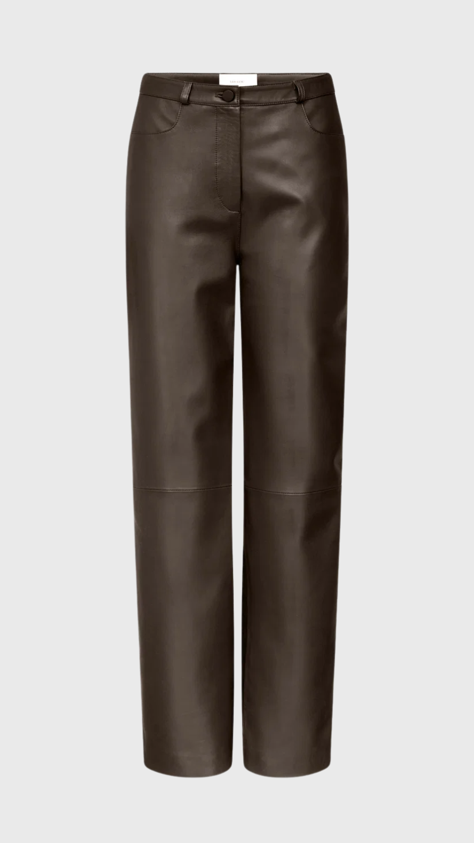 Loulou de Saison Cobe Straight Leg Leather Trousers in Coffee