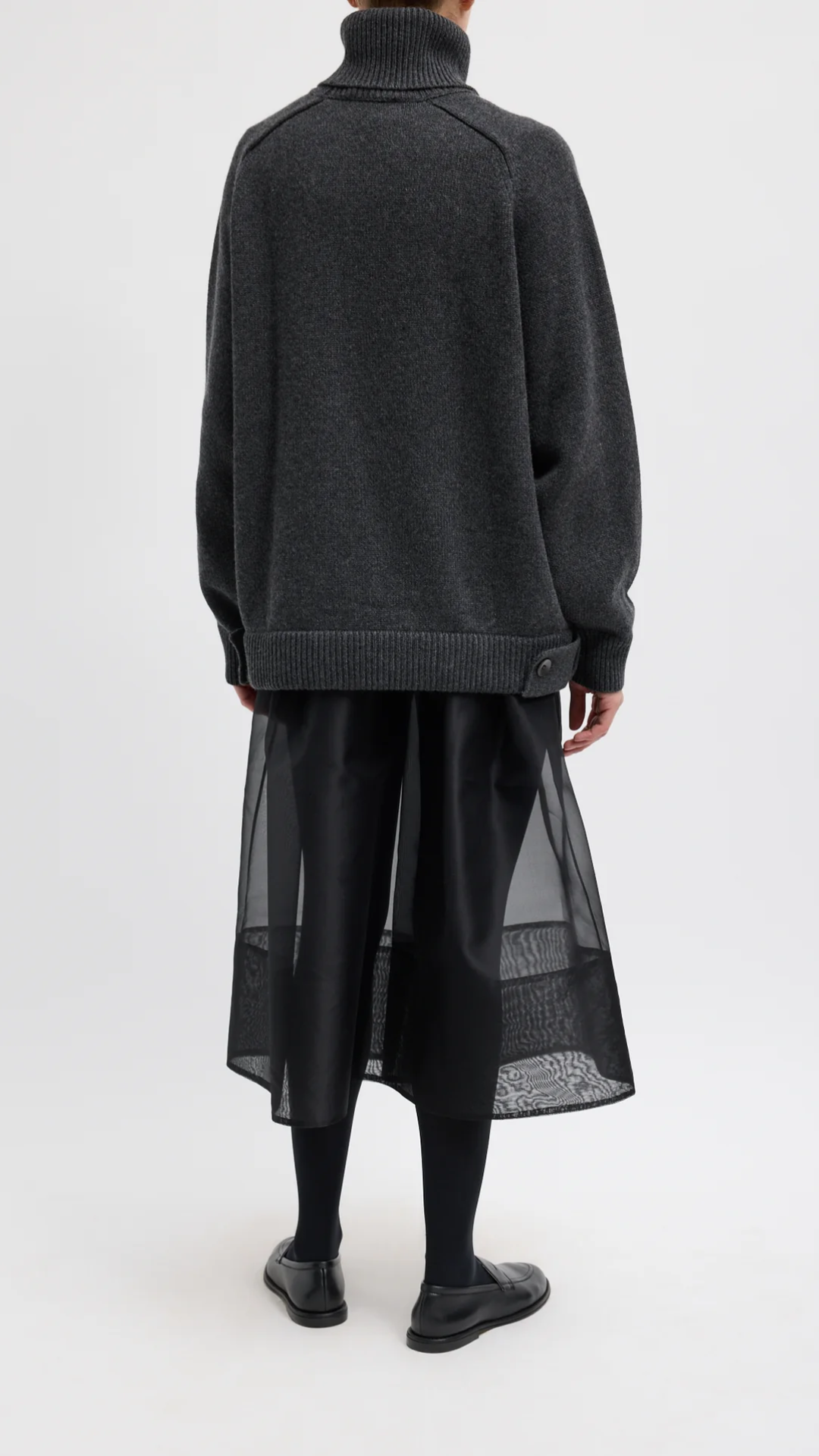 Tibi Cashmere Turtleneck Oversized Pullover Sweater in Heather Grey