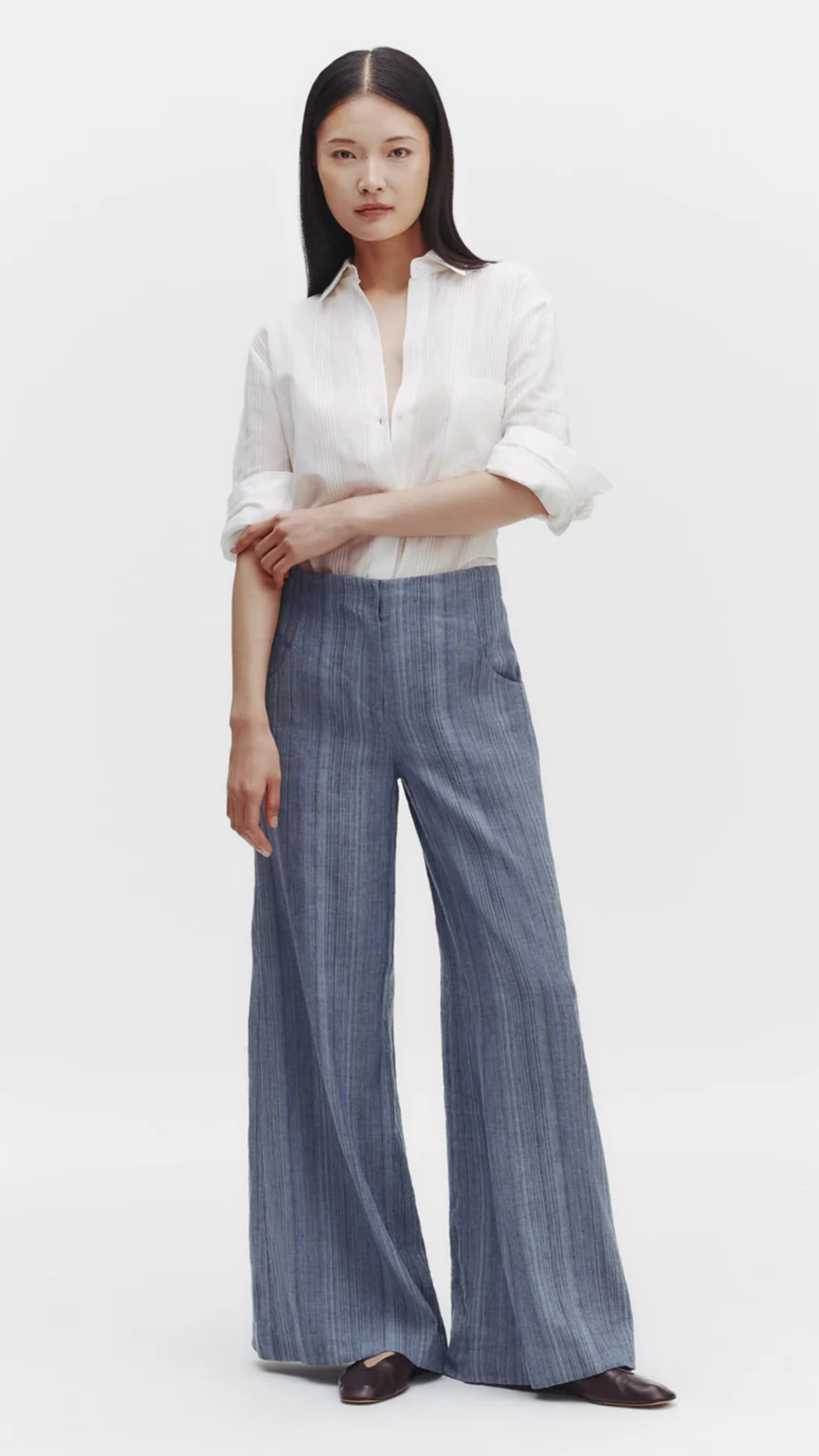 TWP Demie Linen Gabardine Pant in Blue