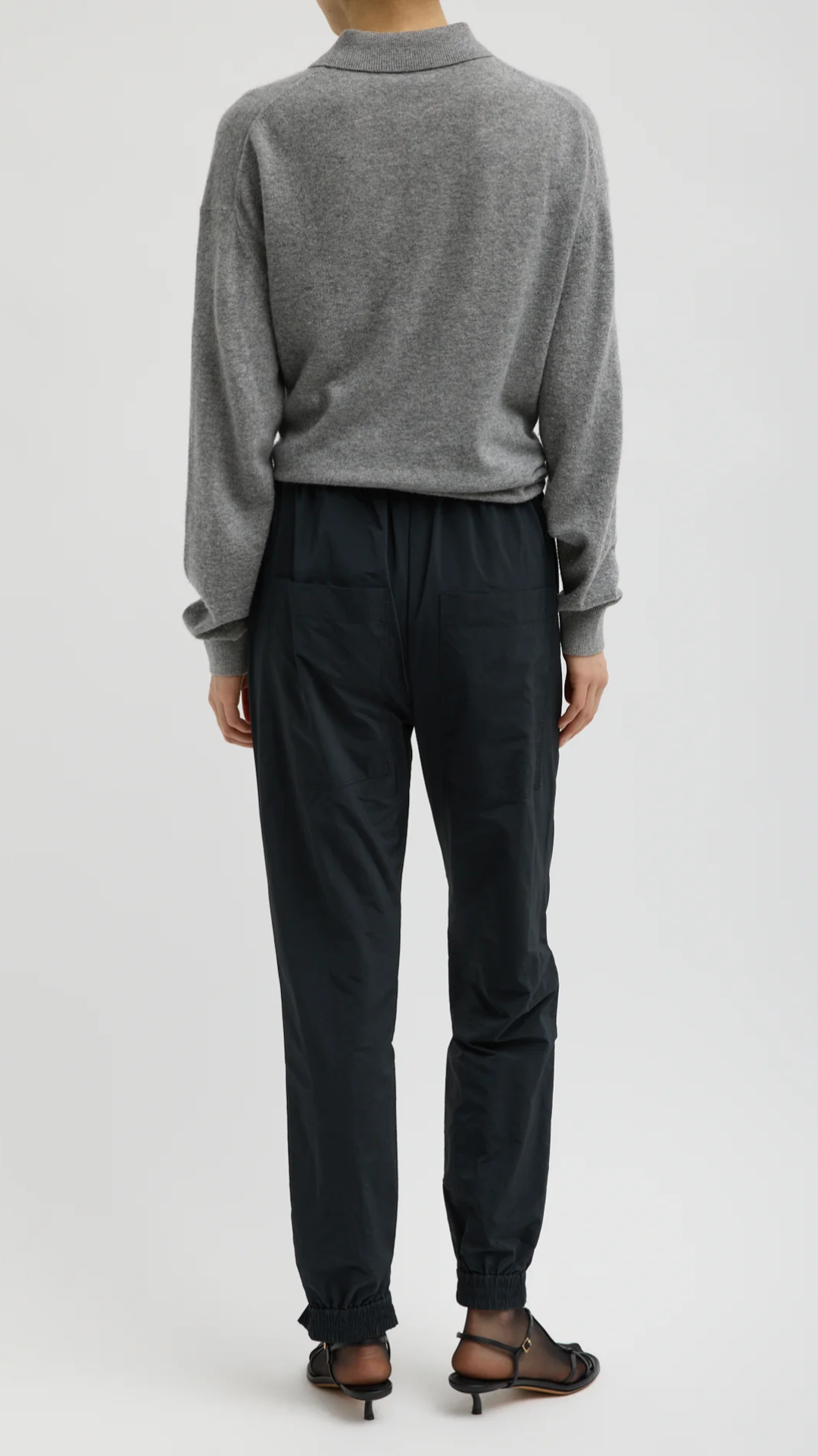 Tibi Nylon Zipper Jogger in Black