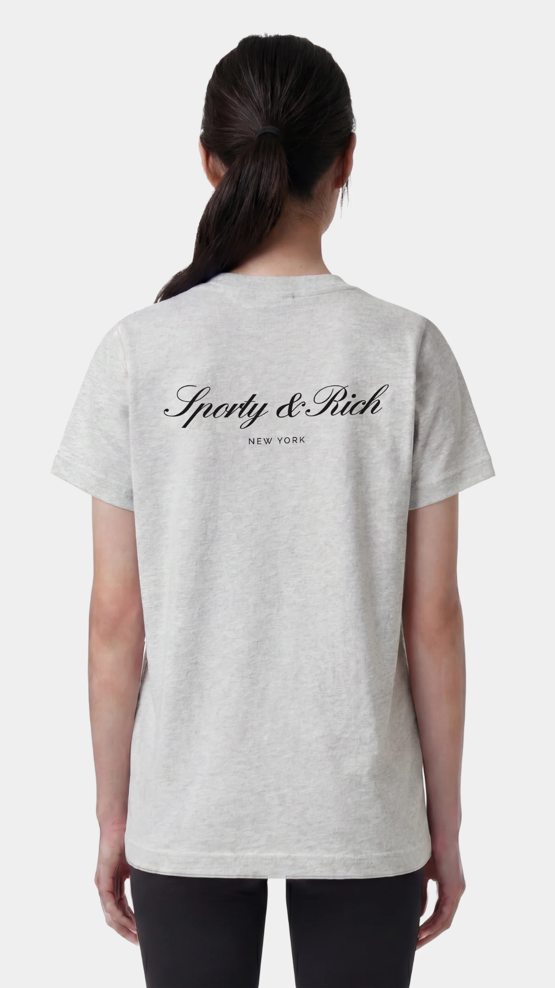 Sporty & Rich Signature NY T-Shirt in Heather Gray