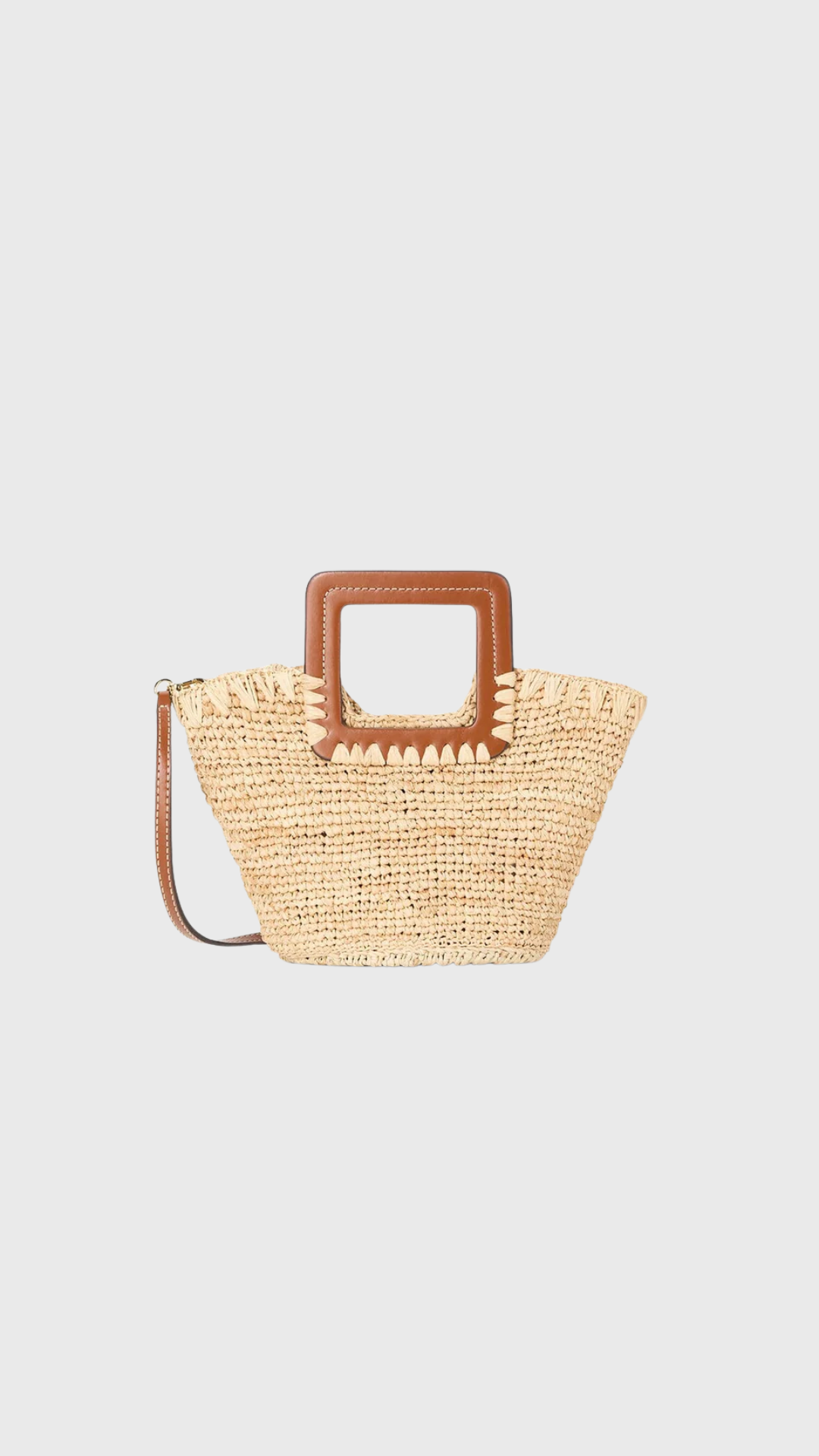 Staud Shirley Raffia Mini Bucket Bag in Natural