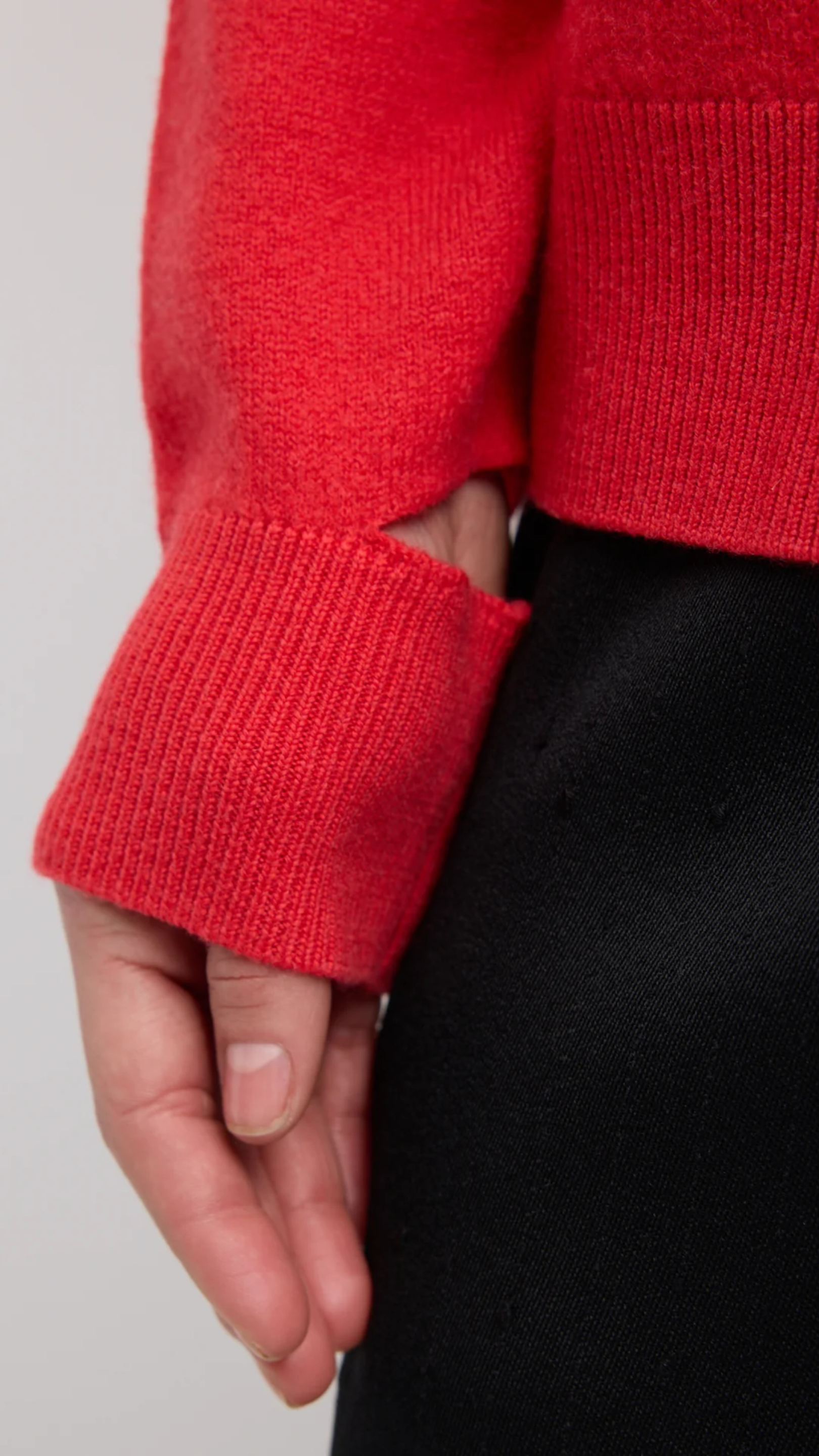 Tibi Boiled Wool Crewneck Easy Pullover in Red