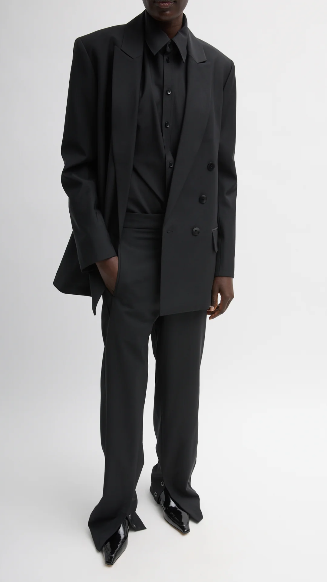 Tibi Tropical Wool Jules Trouser in Black