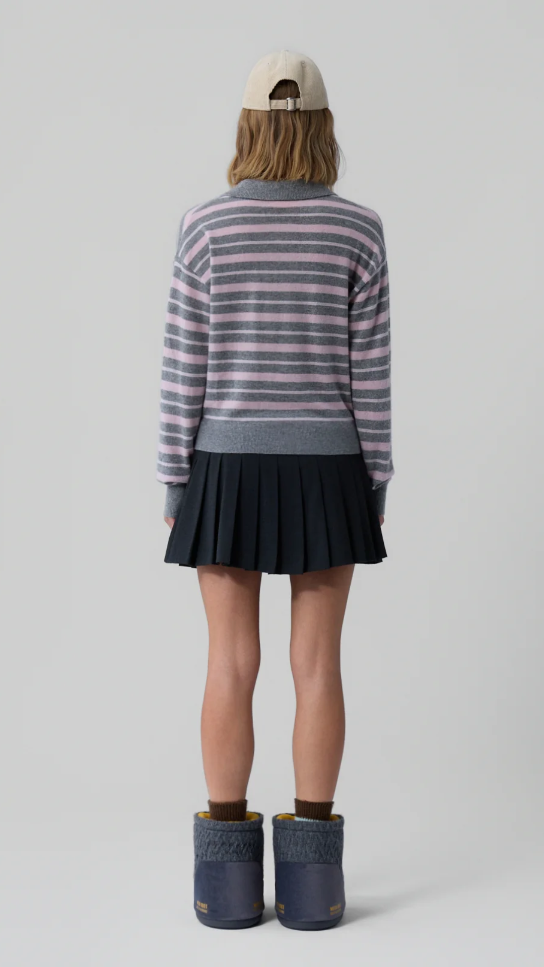 Guest In Residence Collegiate Stripe Polo in Heather Grey Combo