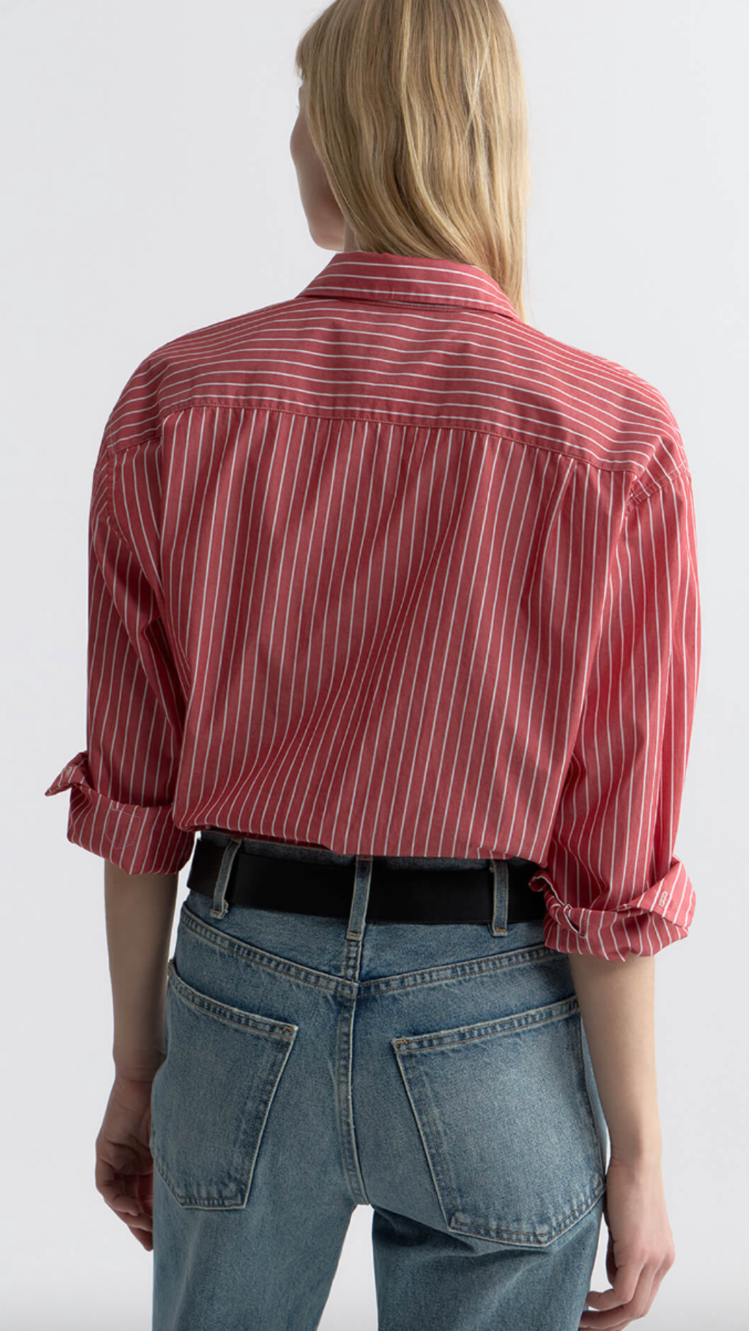 Nili Lotan Yorke Shirt in Red and White Stripe