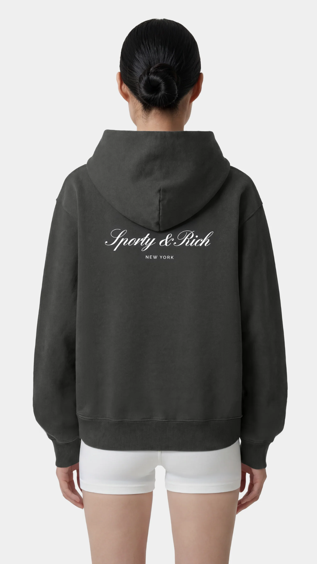 Sporty & Rich Signature NY Hoodie in Faded Black