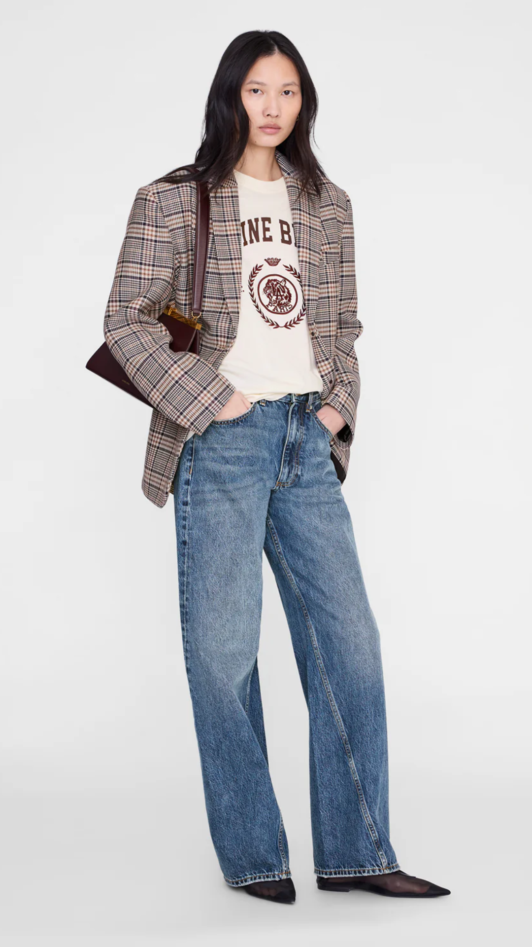 Anine Bing Jaylin Tee Collegiate in Cream
