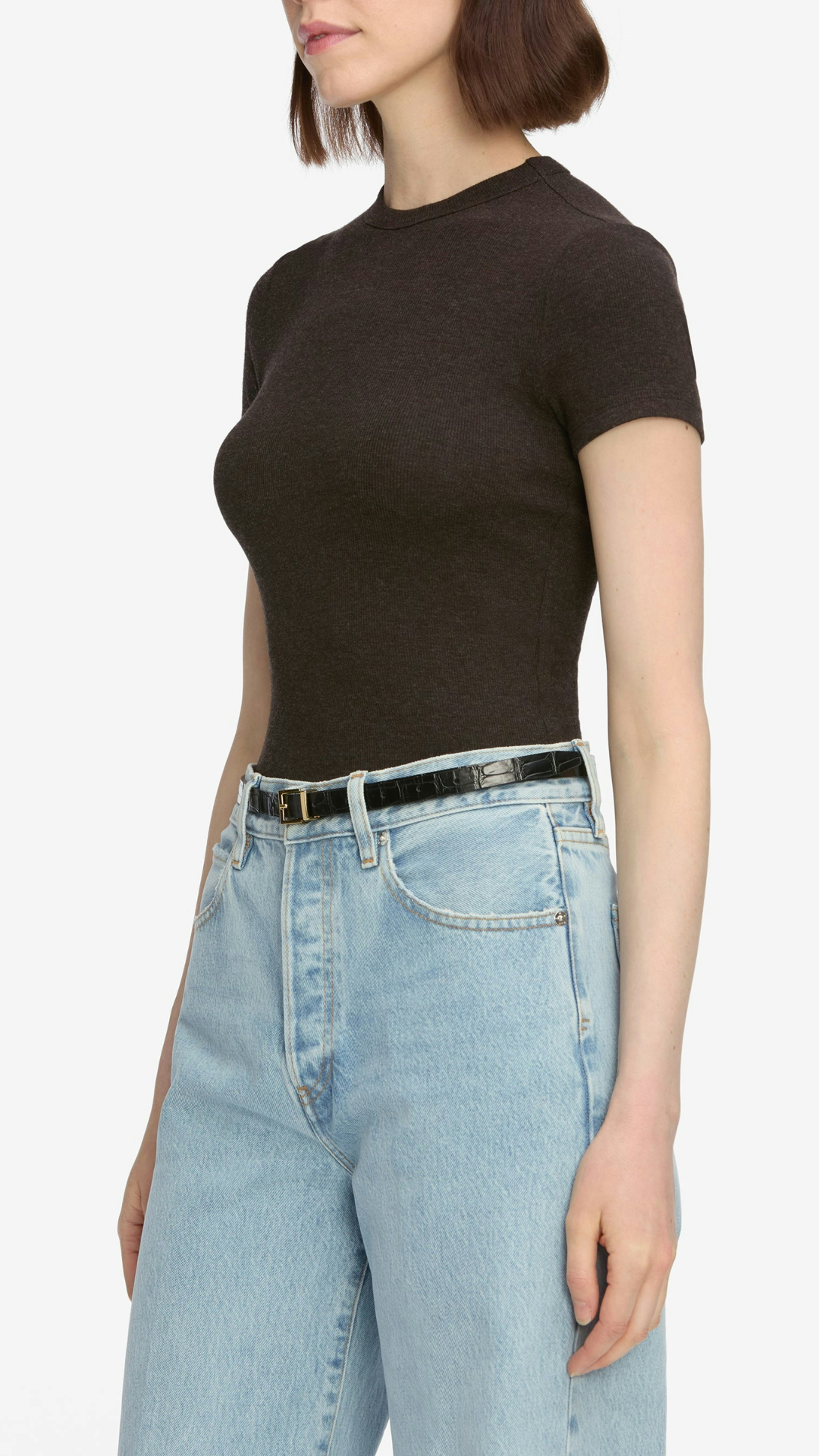Frame Rib Baby Tee in Coffee