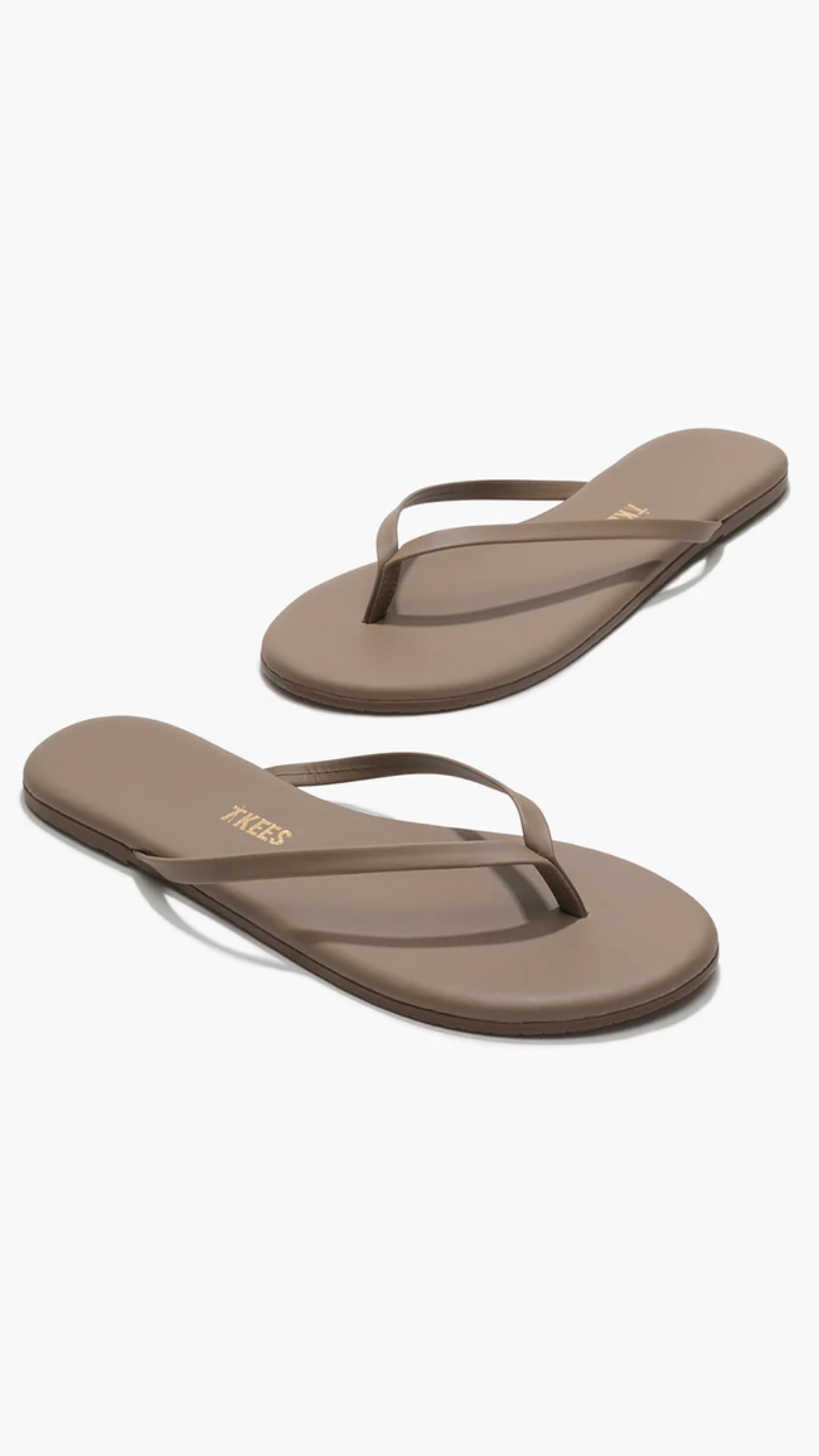 TKEES Lily Liners Leather Flip Flops in Biscuit