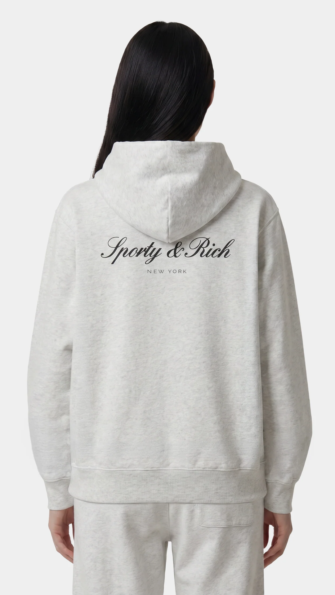 Sporty & Rich Signature NY Hoodie in Heather Gray