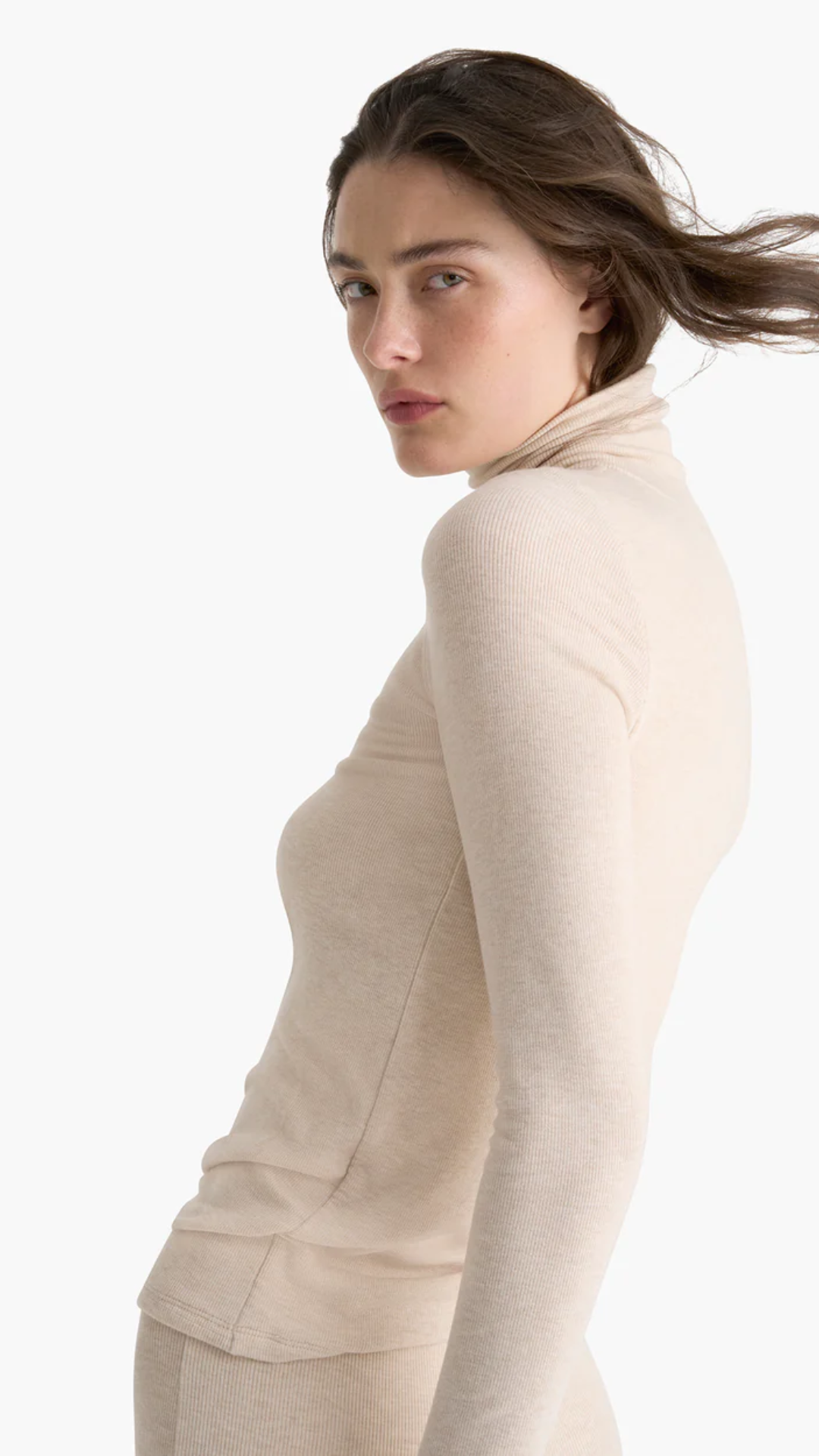 ATM Heathered Modal Rib Turtleneck in Wheat