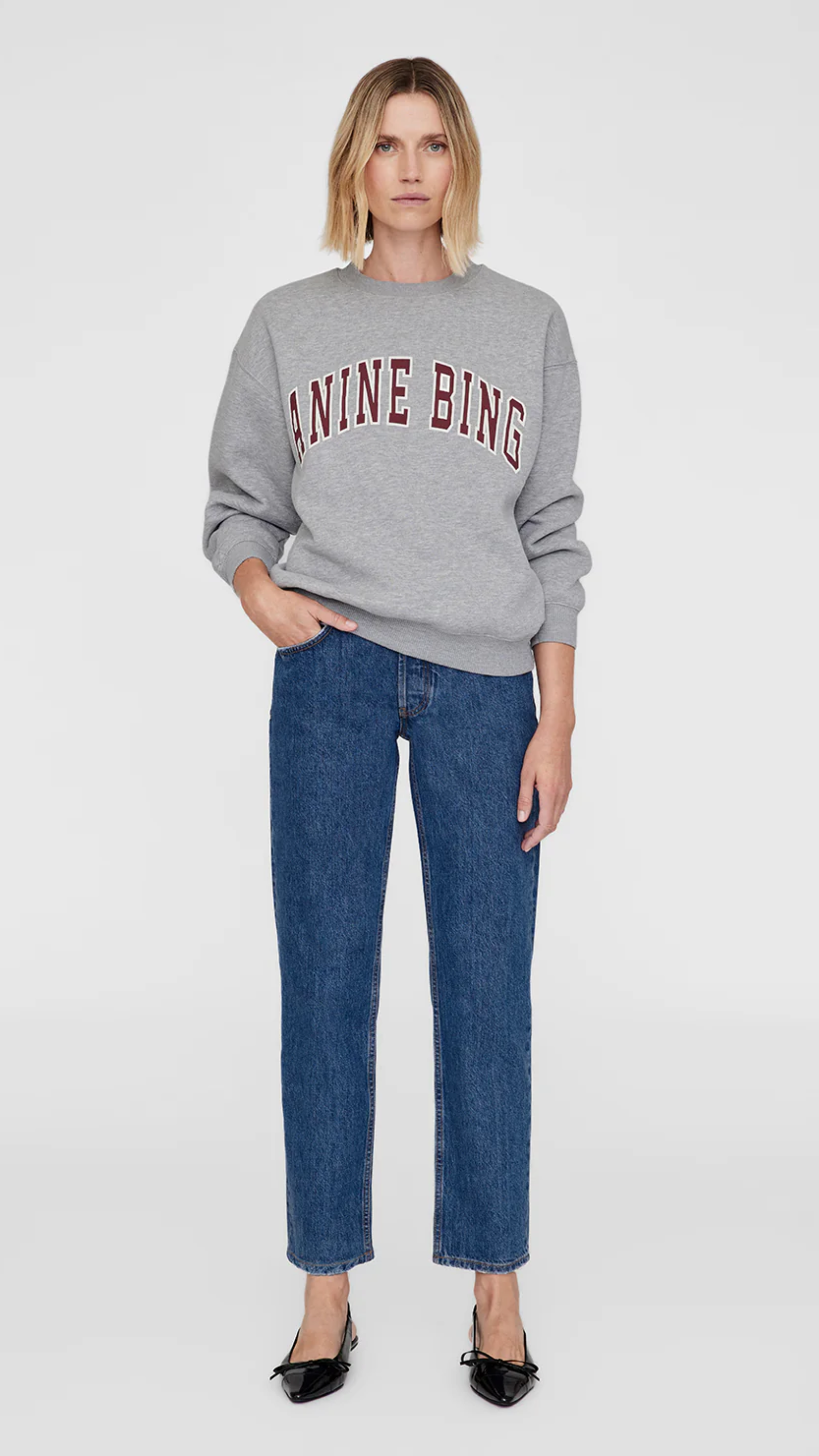 Anine Bing Spencer Sweatshirt in Heather Grey
