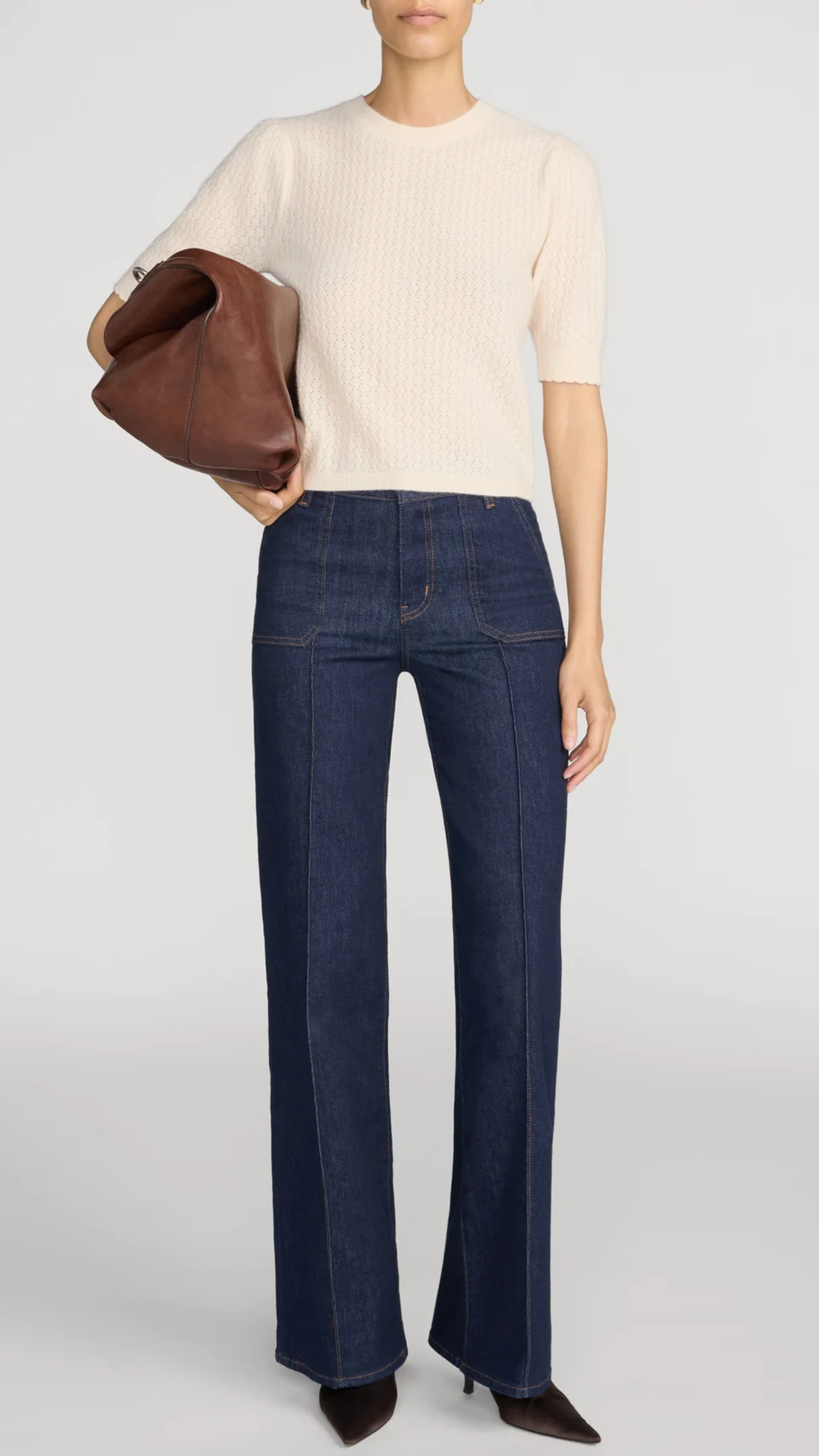 Frame Le Slim Palazzo Pintuck Pocket Jean in Rinse