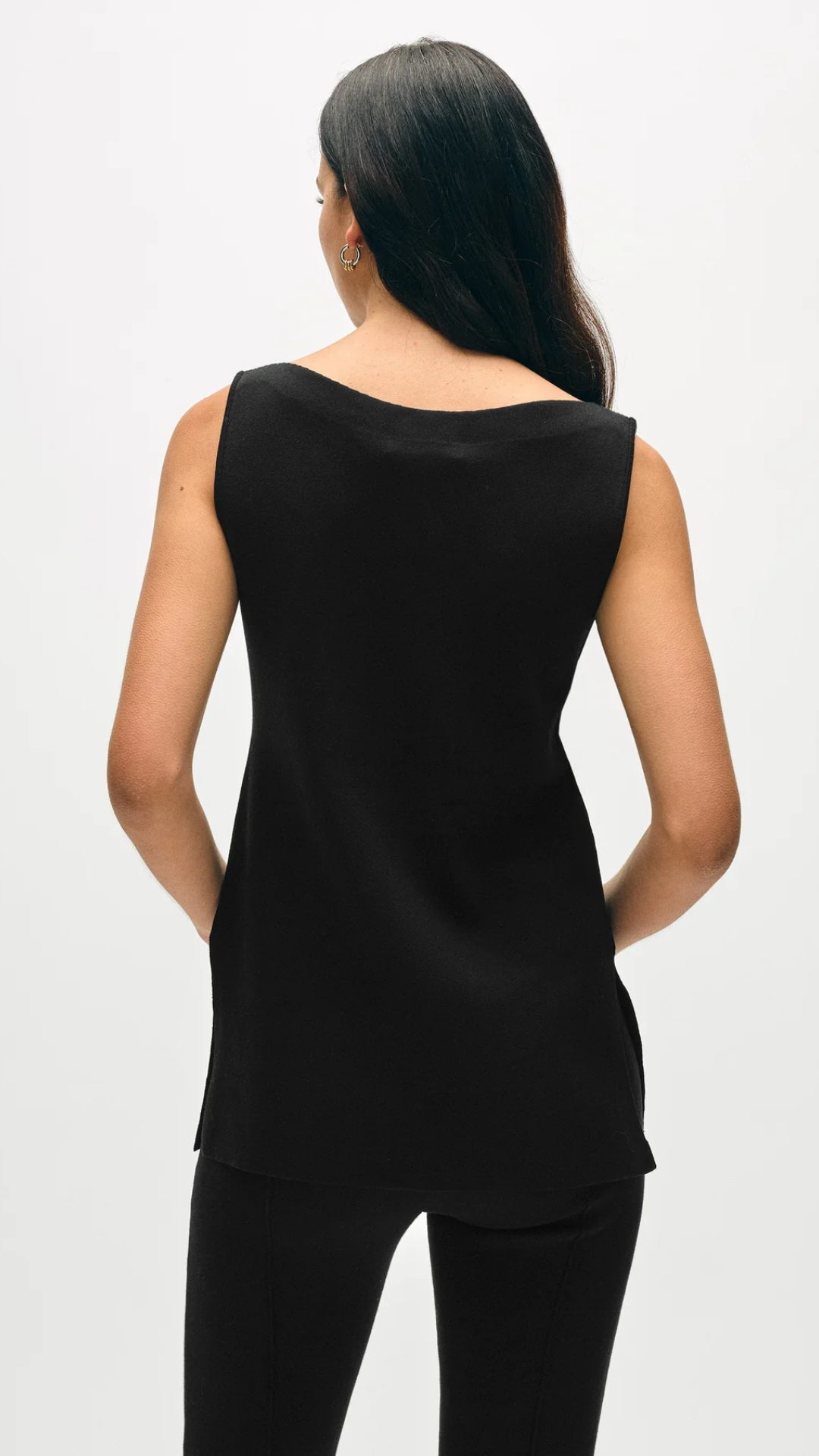 White + Warren Cotton Tunic Top in Black