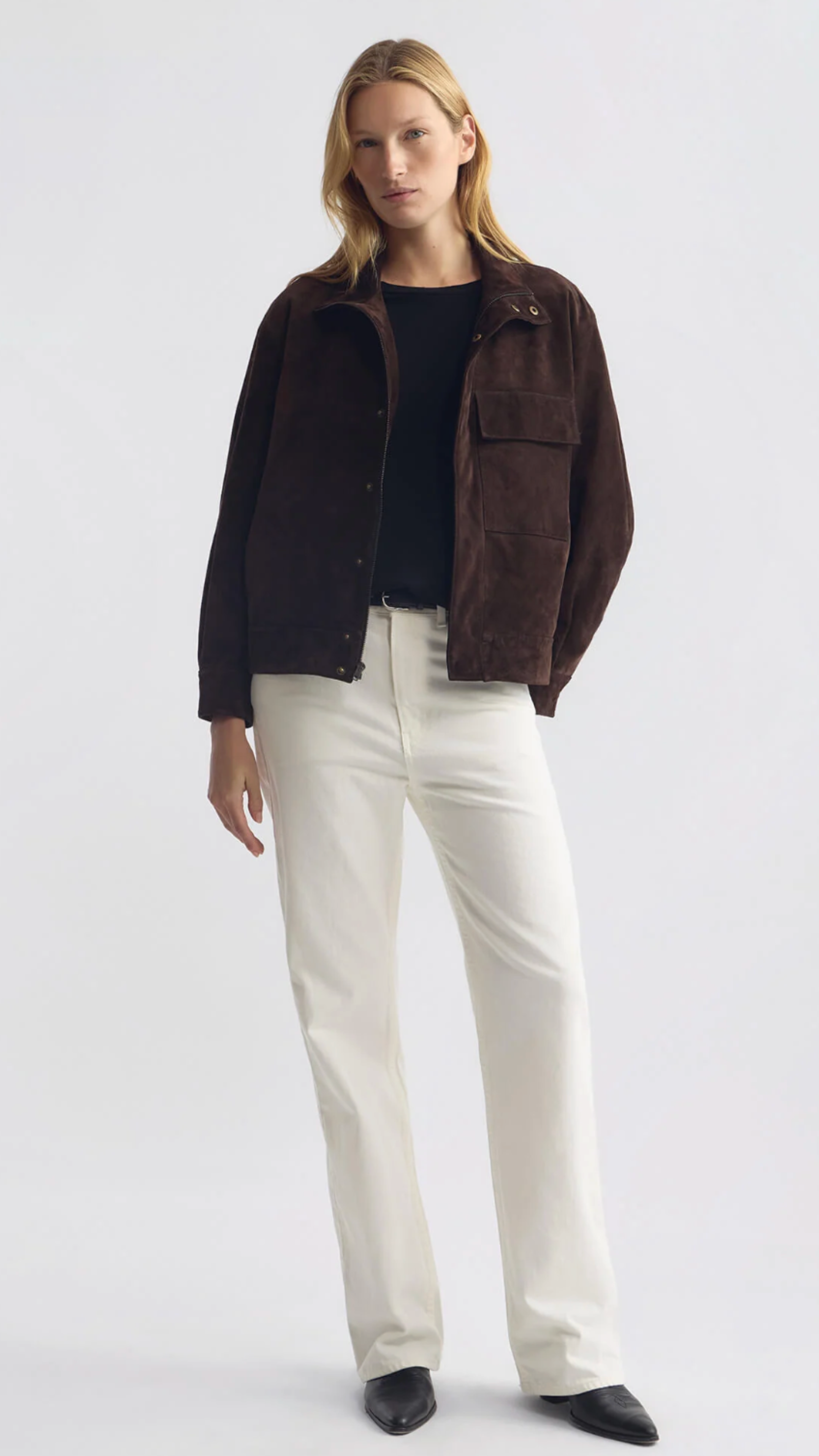 Nili Lotan Cirque Suede Jacket in Chocolate Brown