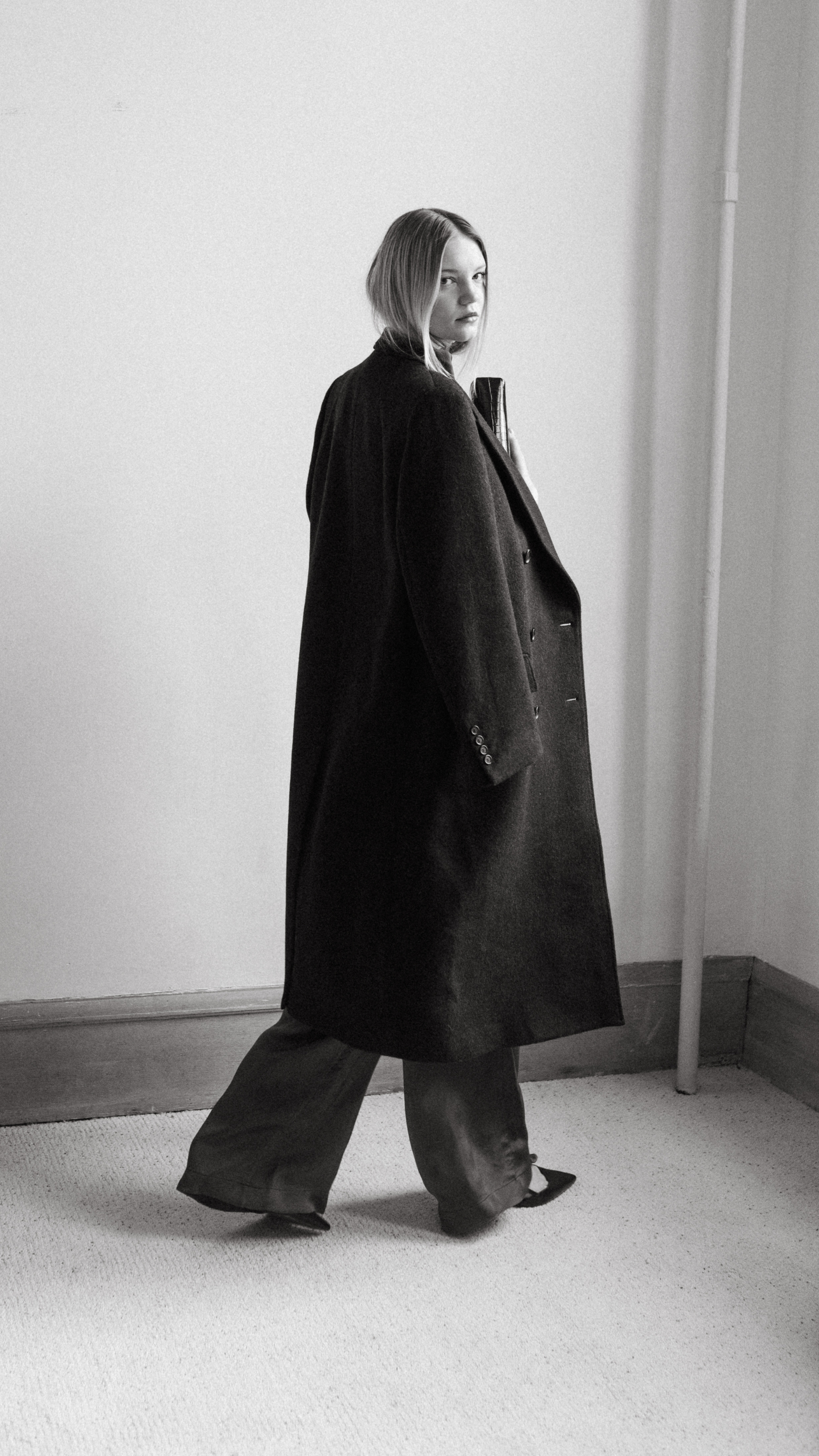 Nili Lotan Edmont Double Breasted Coat in Charcoal