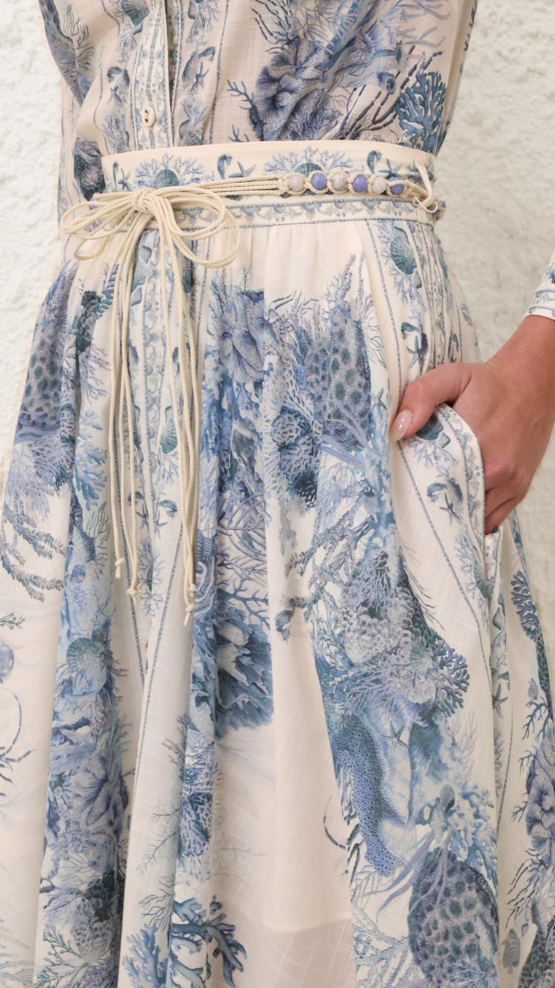 Zimmermann Wanderlust A-Line Maxi Skirt in Blue Toile