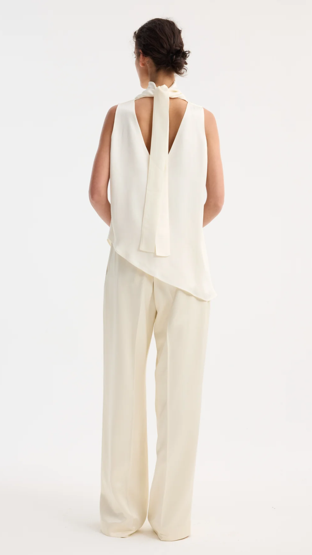 Rohe Sleeveless Draped Satin Top in Cream