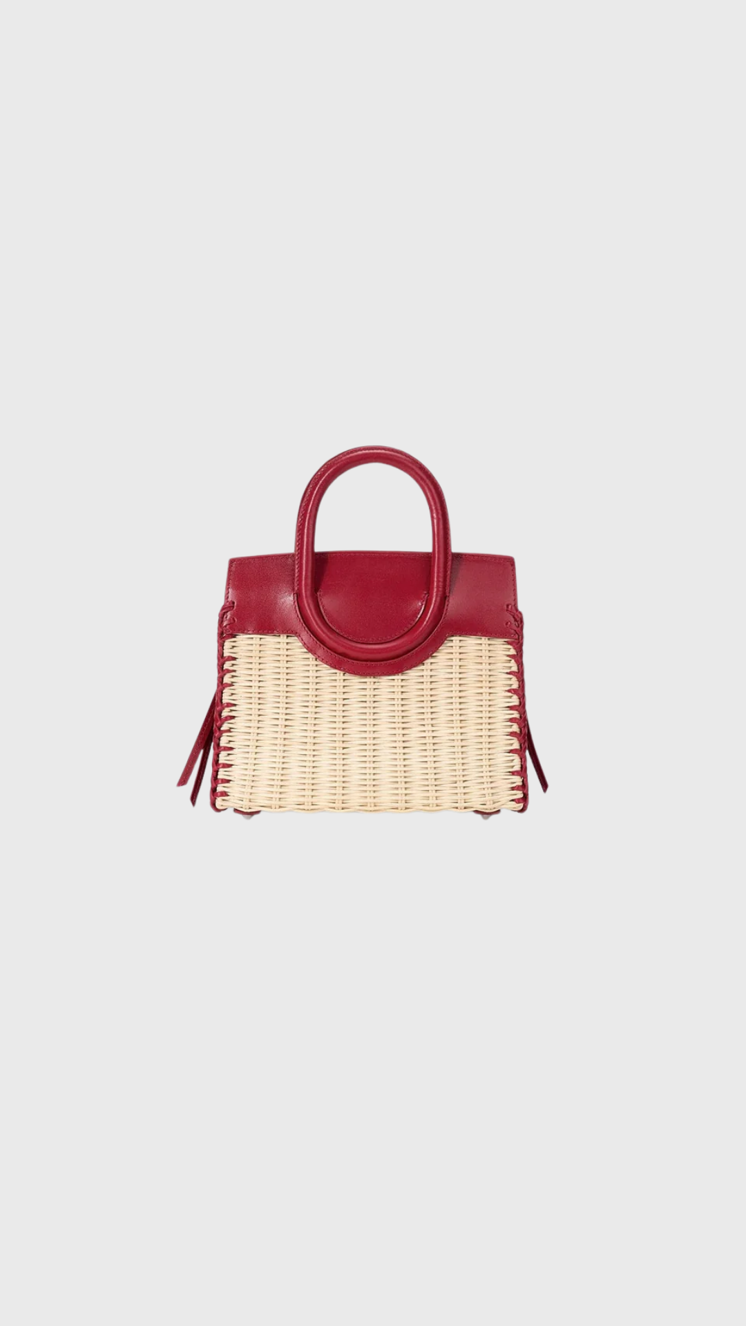 Staud Maude Mini Wicker Carryall in Natural Rouge