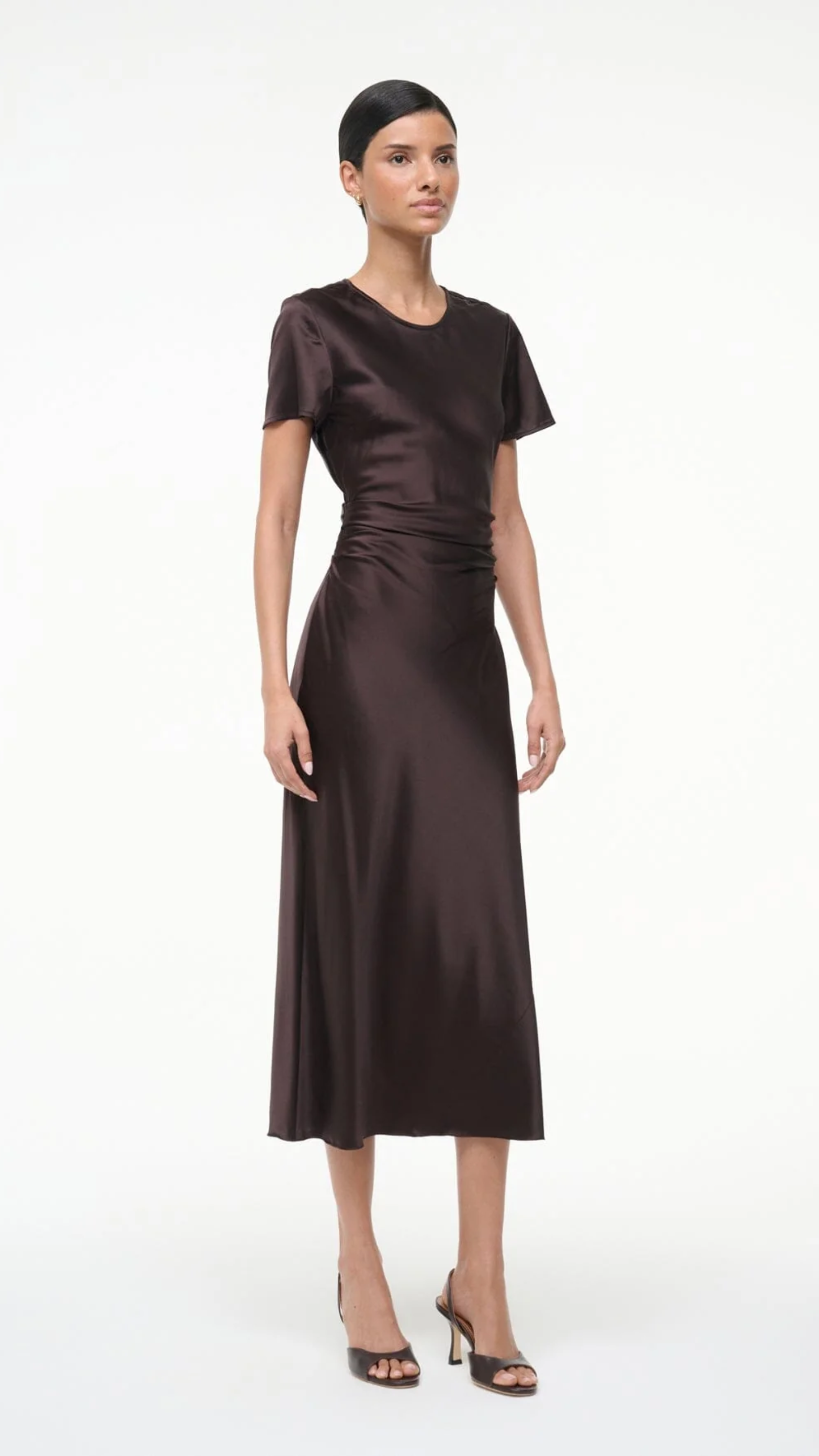 Staud Marcel Silk Dress in Earth