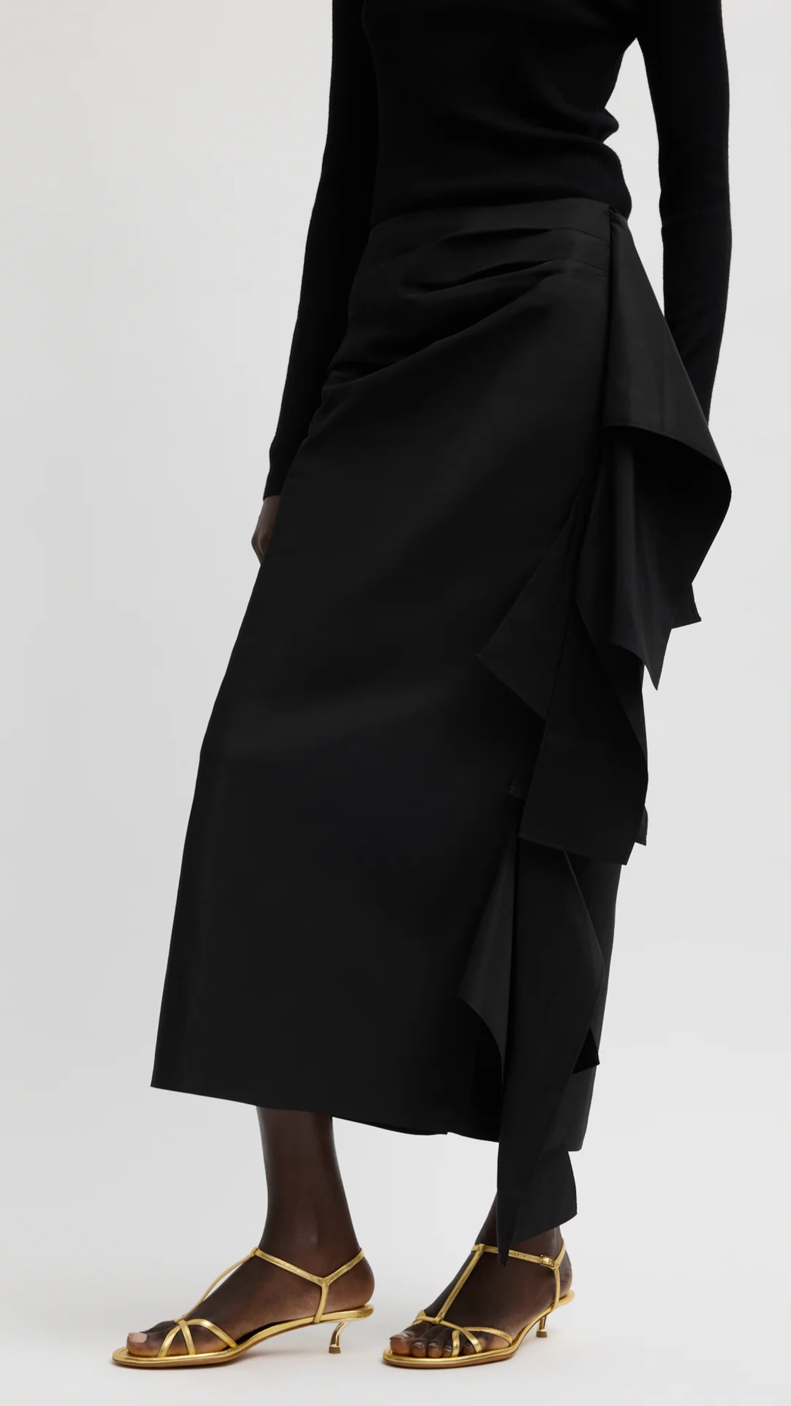 Tibi Sporty Nylon Ribbon Skirt in Black
