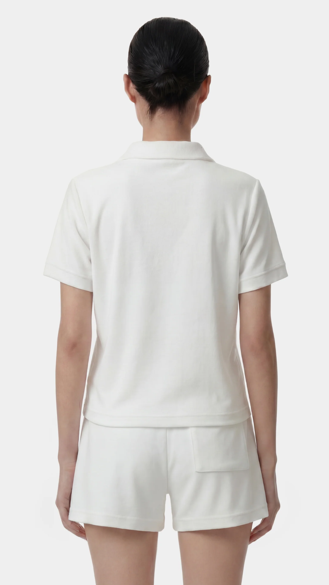 Sporty & Rich Signature Logo Terry Short in White/Light Navy