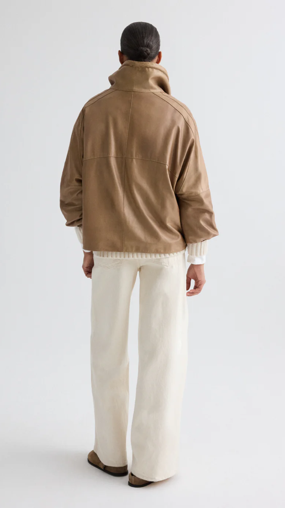 TWP Pull Me Over Leather Anorak in Olive Grey