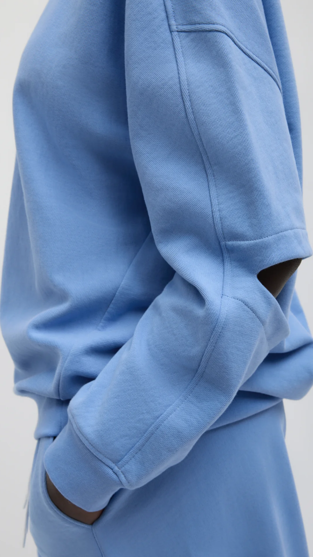 Tibi Cocoon Crewneck Sweatshirt in Light Blue