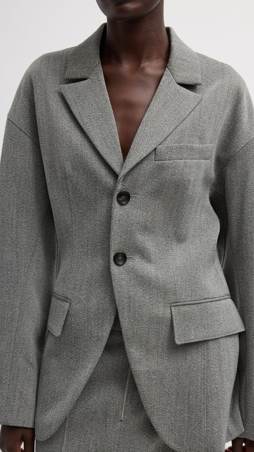 Tibi Structured Wool Sculpted Blazer in Grey Multi