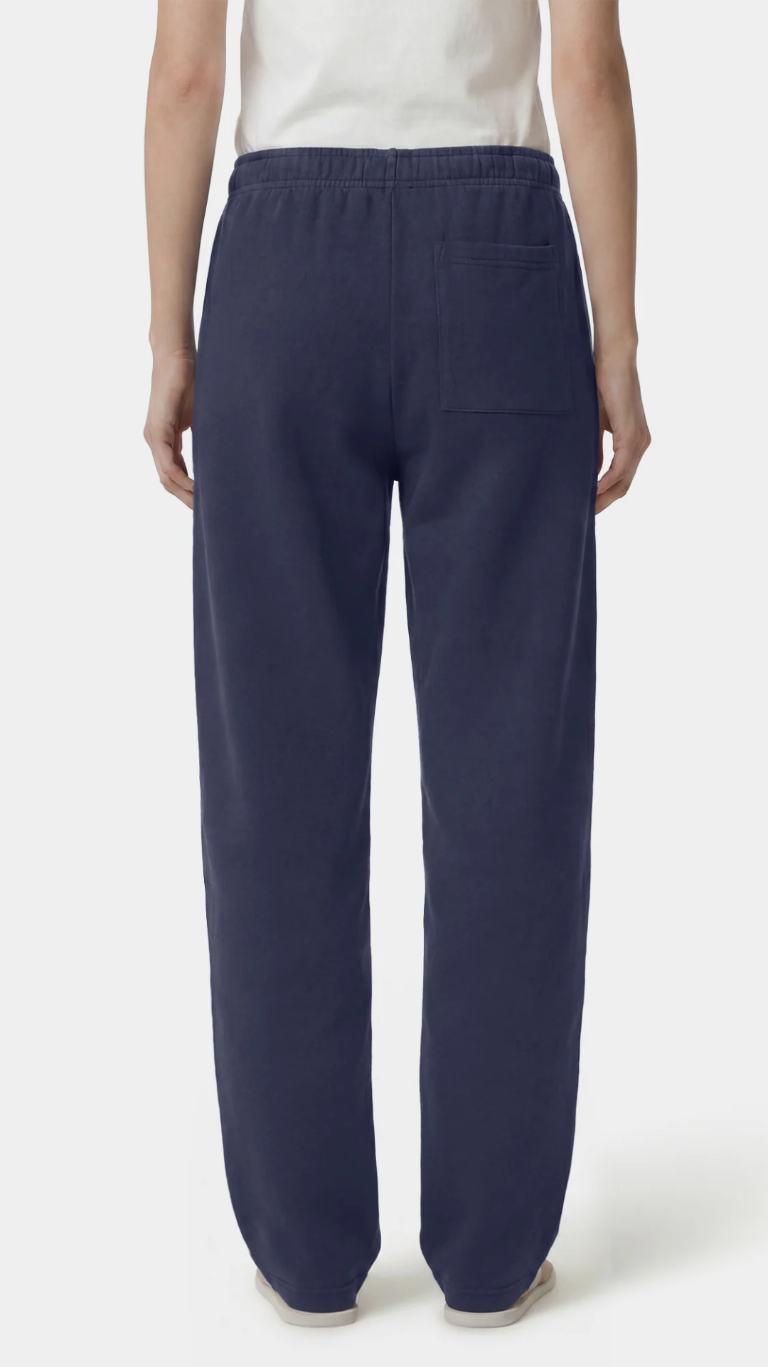 Sporty & Rich Signature Logo Embroidered Wide Sweatpant in Light Navy/White