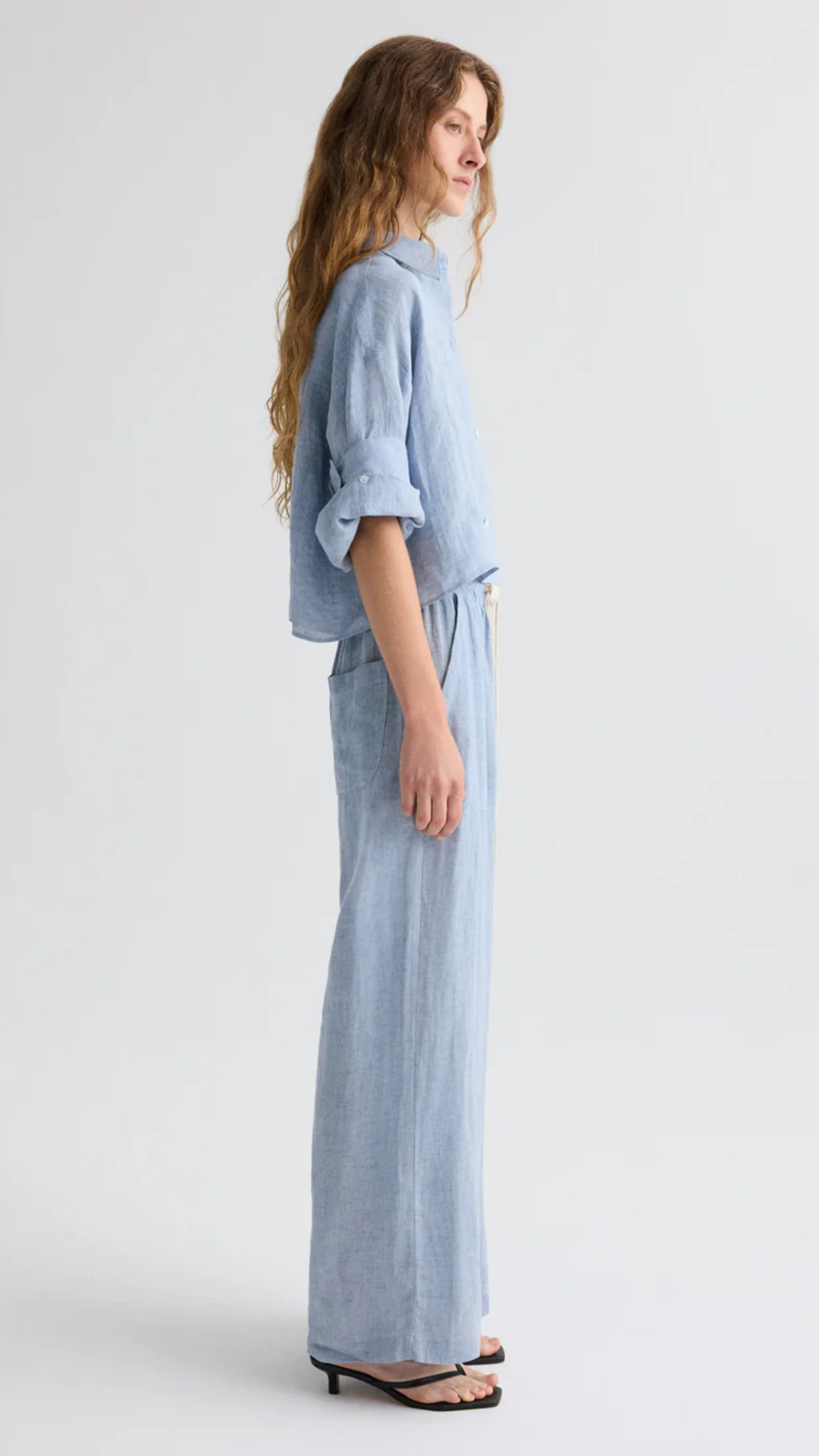 TWP Main St Washed Hemp Denim Pant in Light Indigo