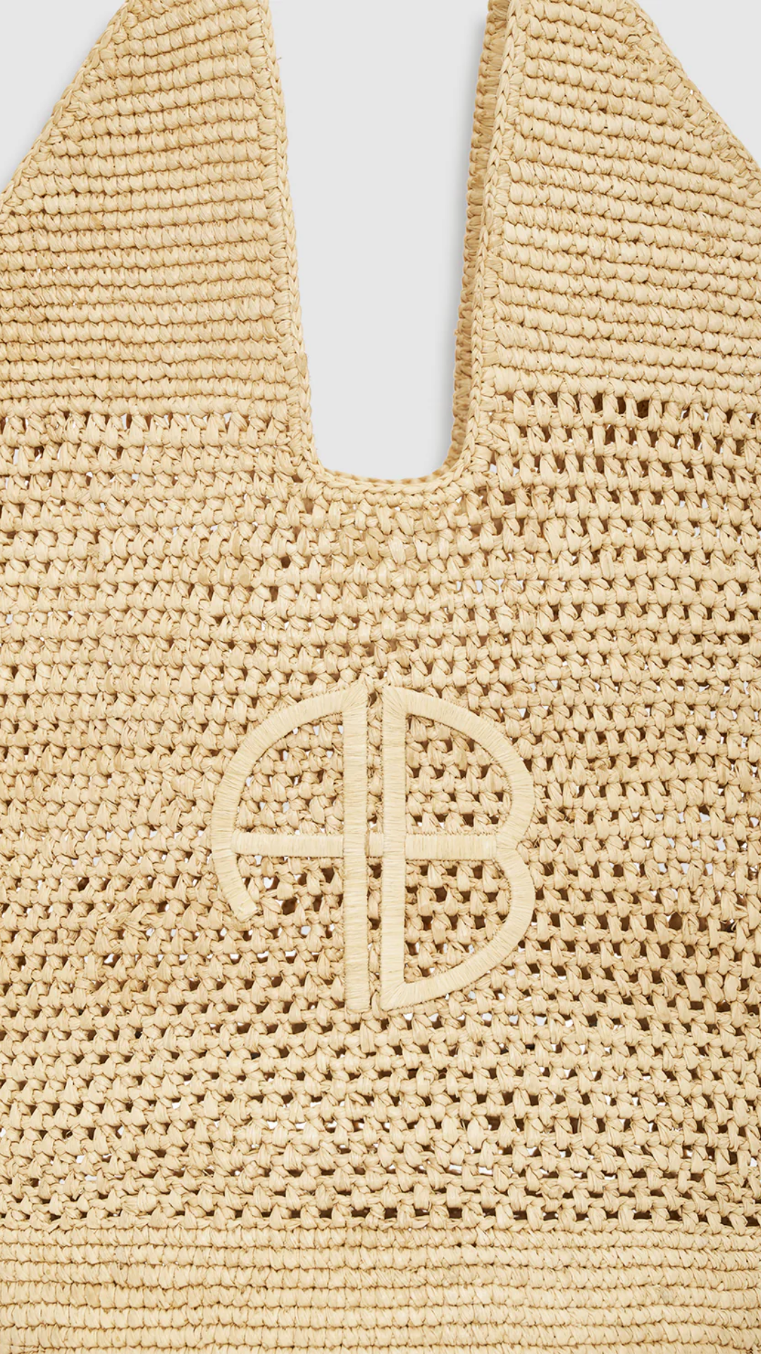 Anine Bing Leah Logo Hobo Raphia in Natural