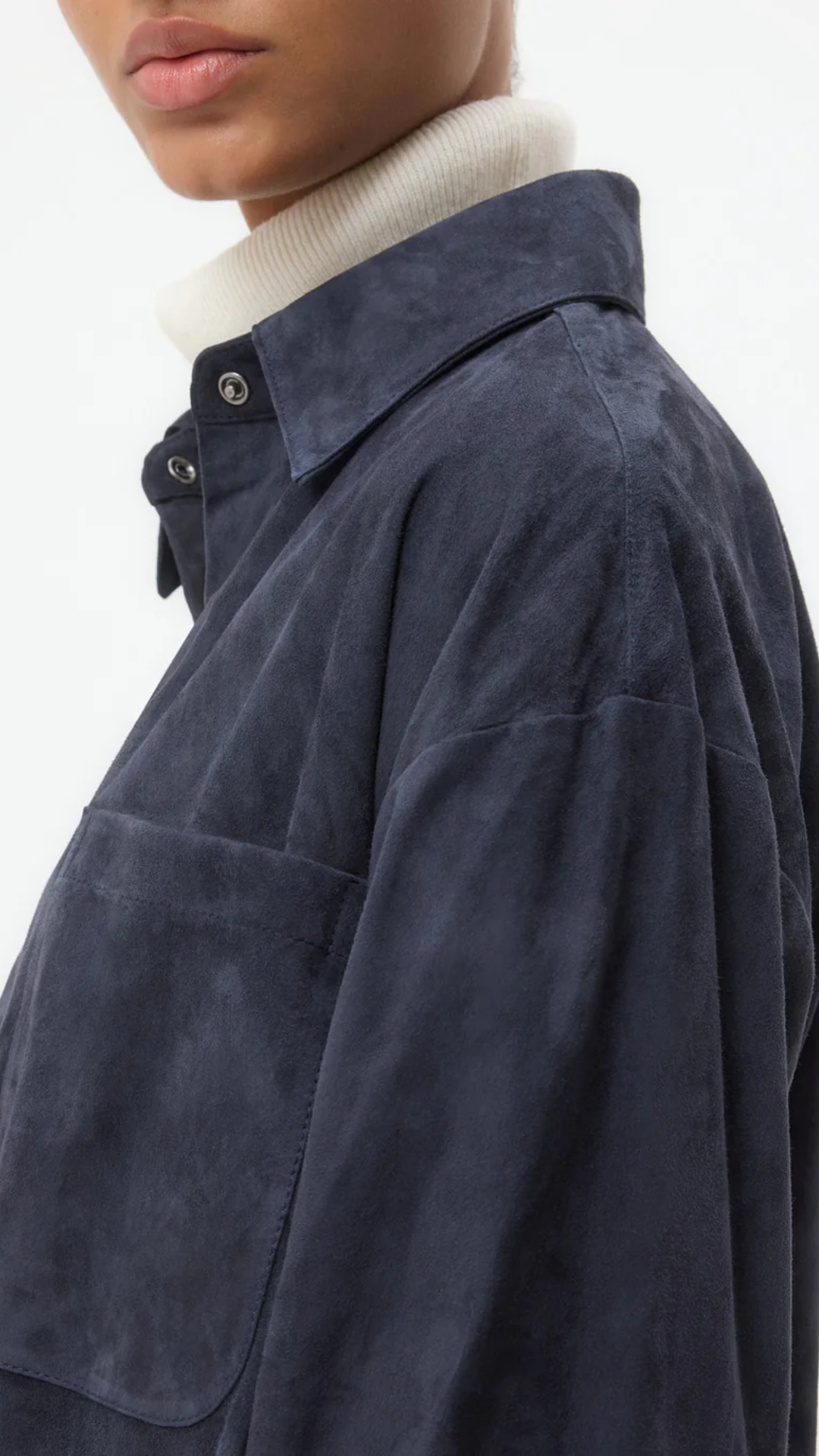TWP Little Big Joe Shirt in Midnight Paper Suede