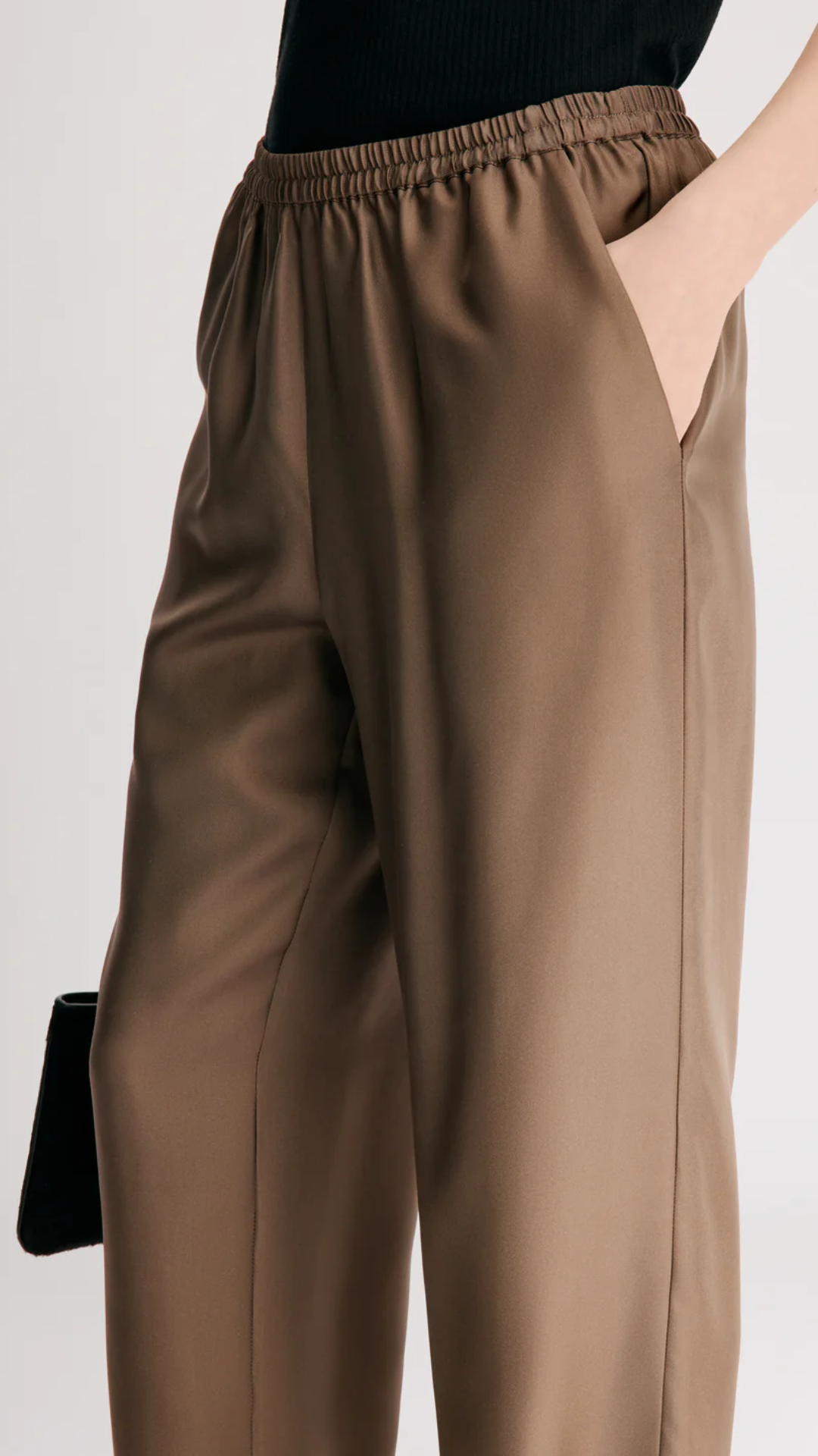 Loulou de Saison Alera Wide Leg Silk Pant in Dark Brown